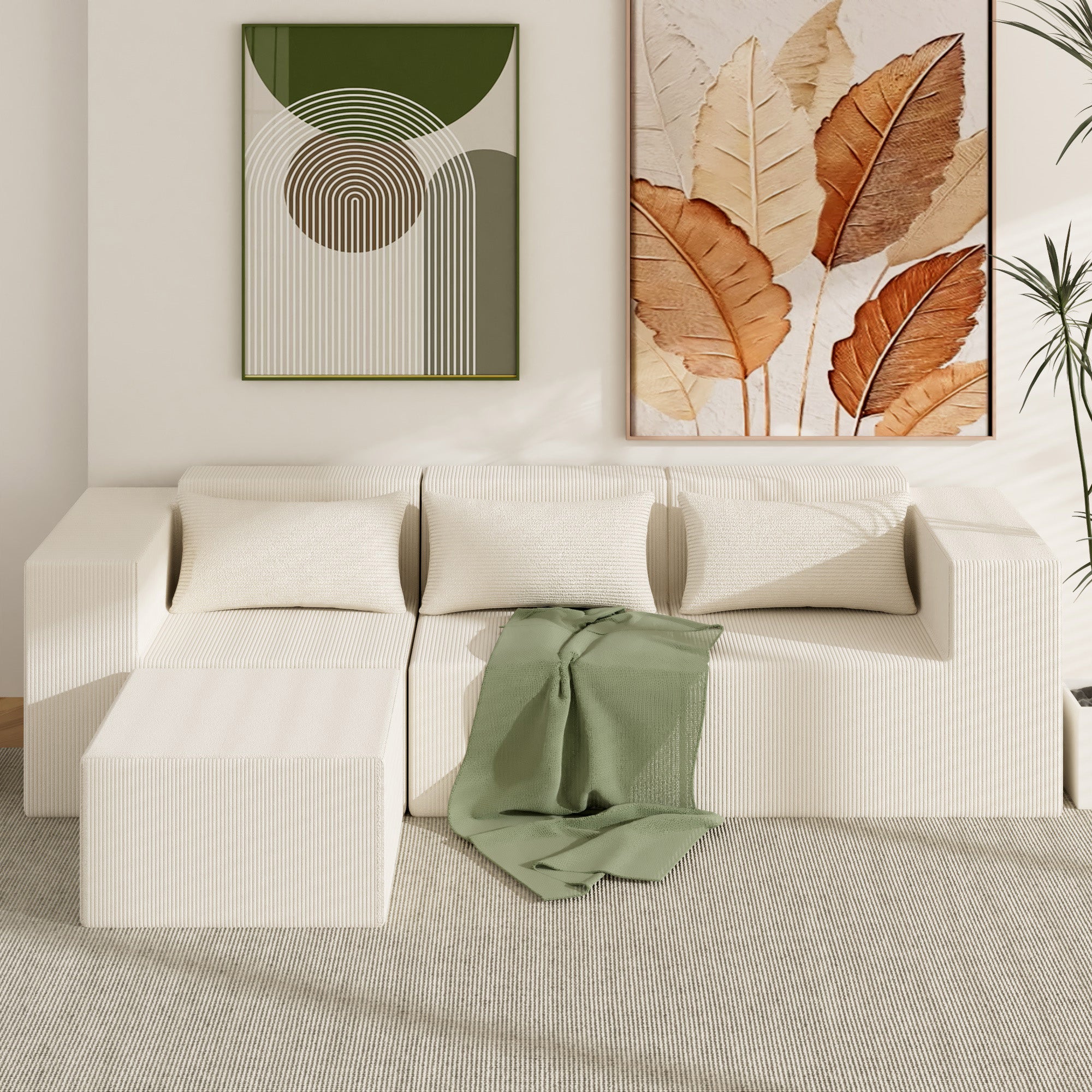 Advwin Oversized Modular Sectional Corduroy Couch