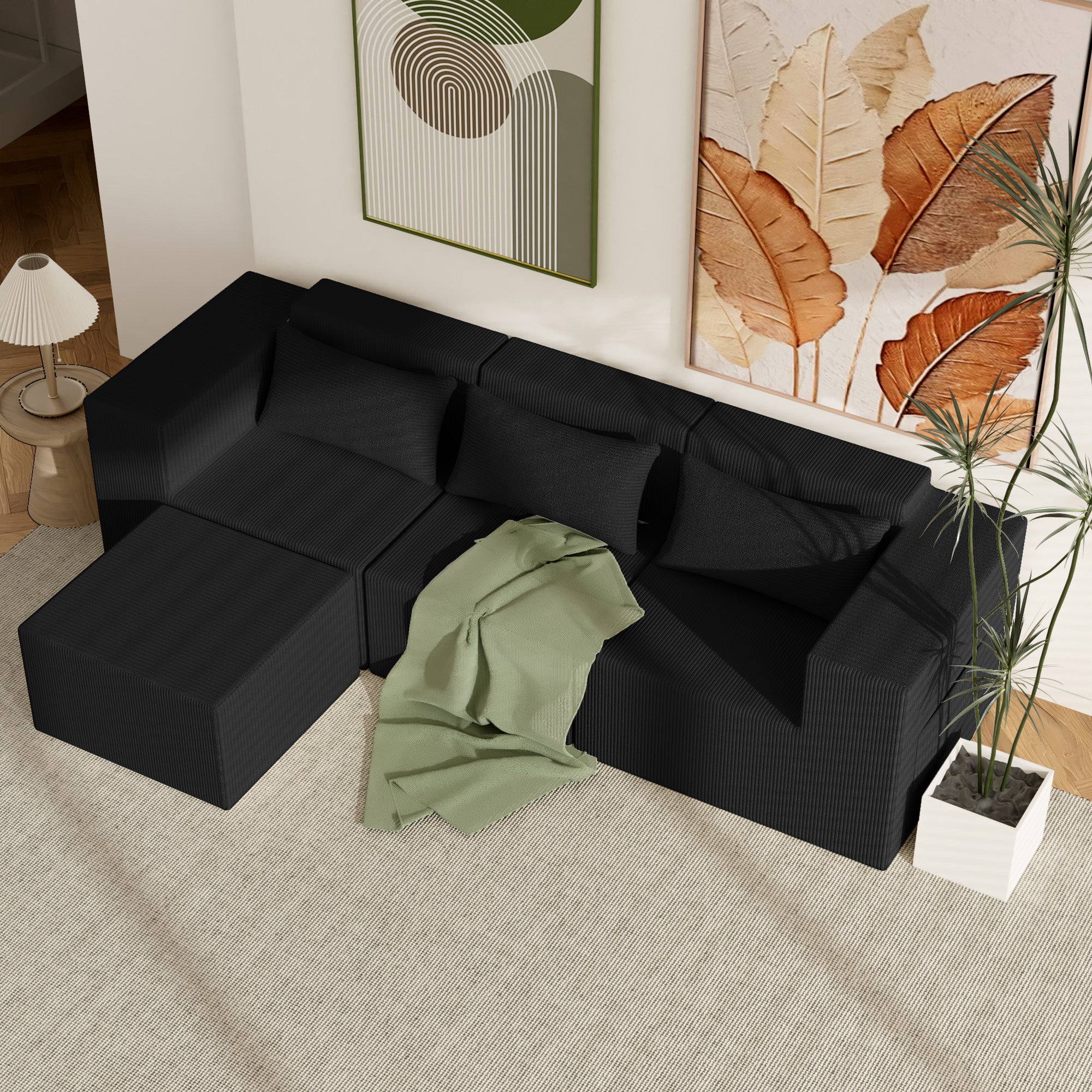 Advwin Oversized Modular Sectional Corduroy Couch