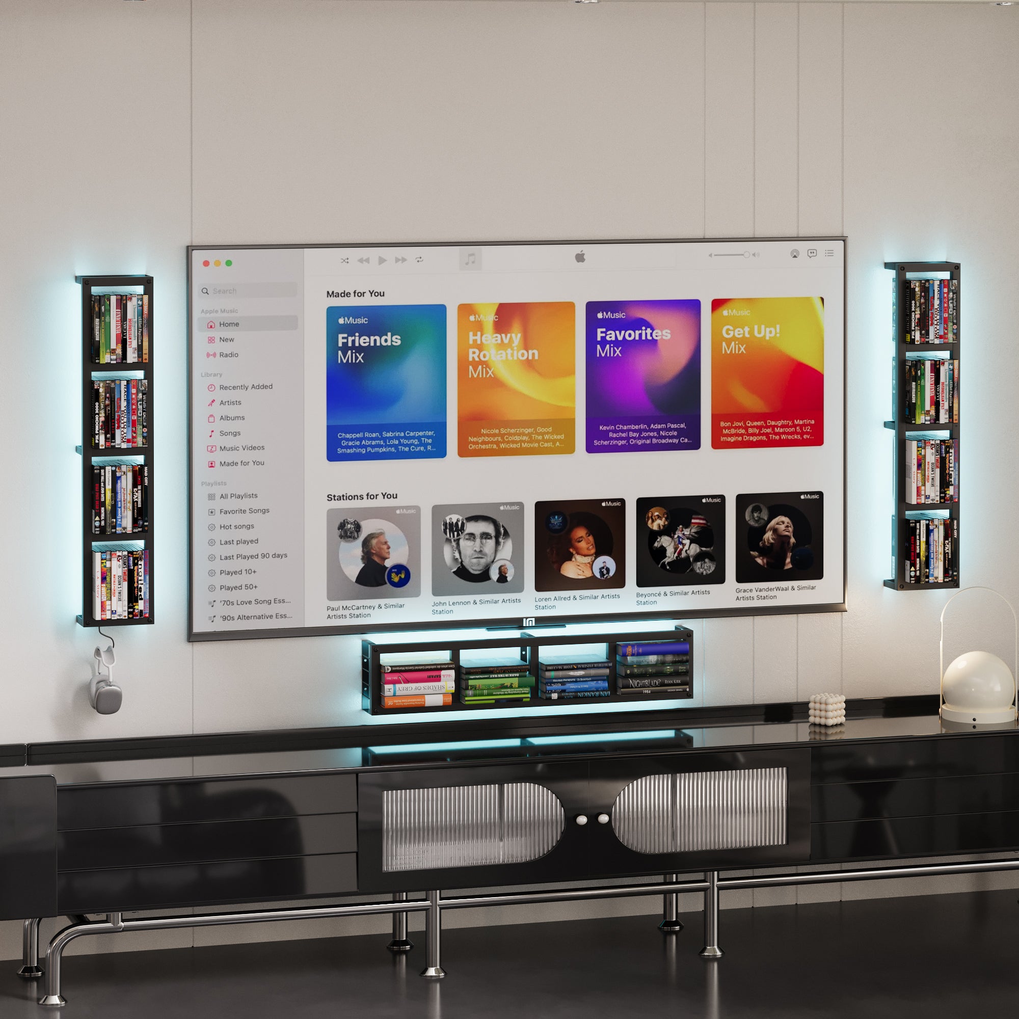 Advwin Wall-Mounted CD/DVD Shelf with LED