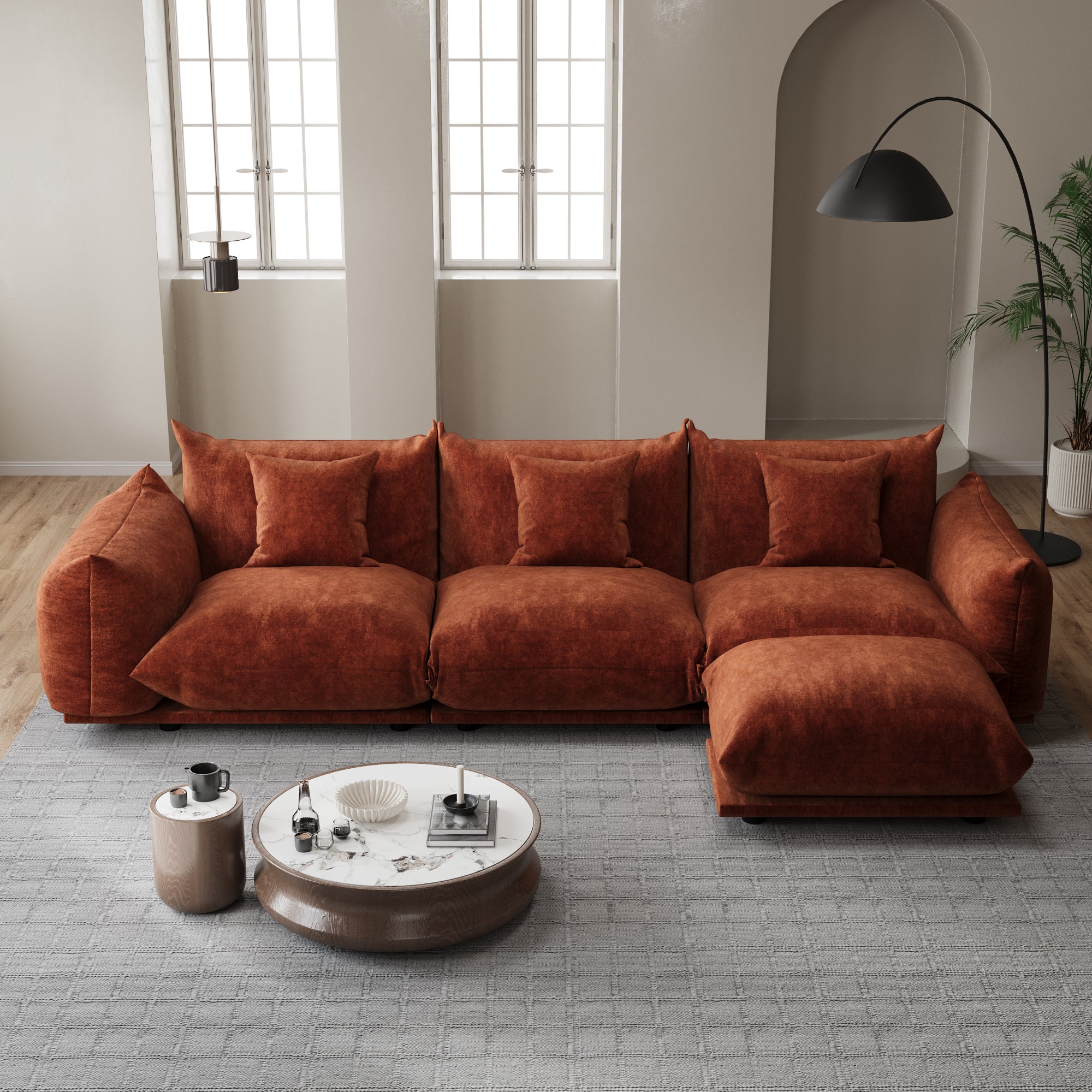 Advwin Modern Minimalist Chenille Modular Sectional Sofa