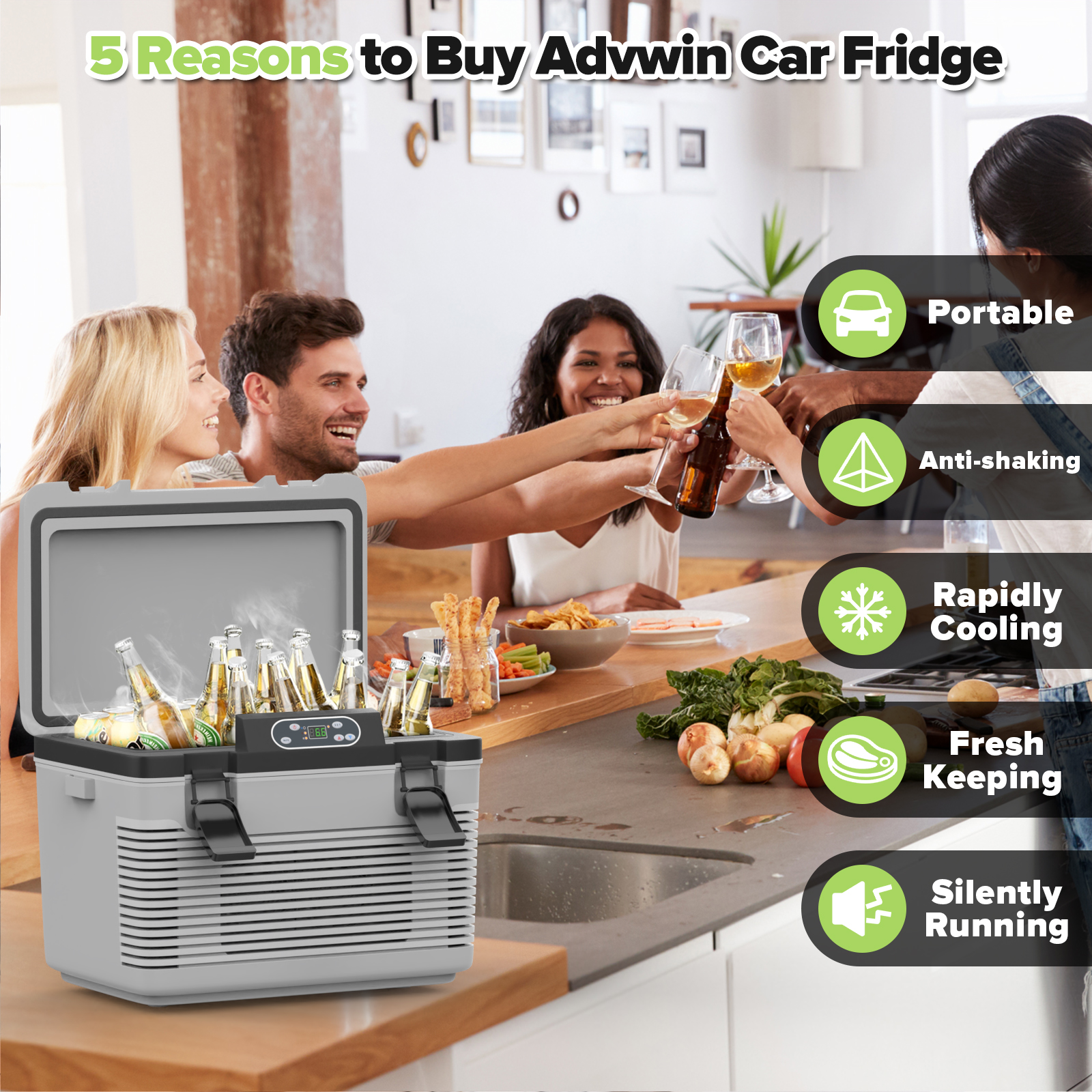 Advwin 18L Portable Car Fridge for Camping
