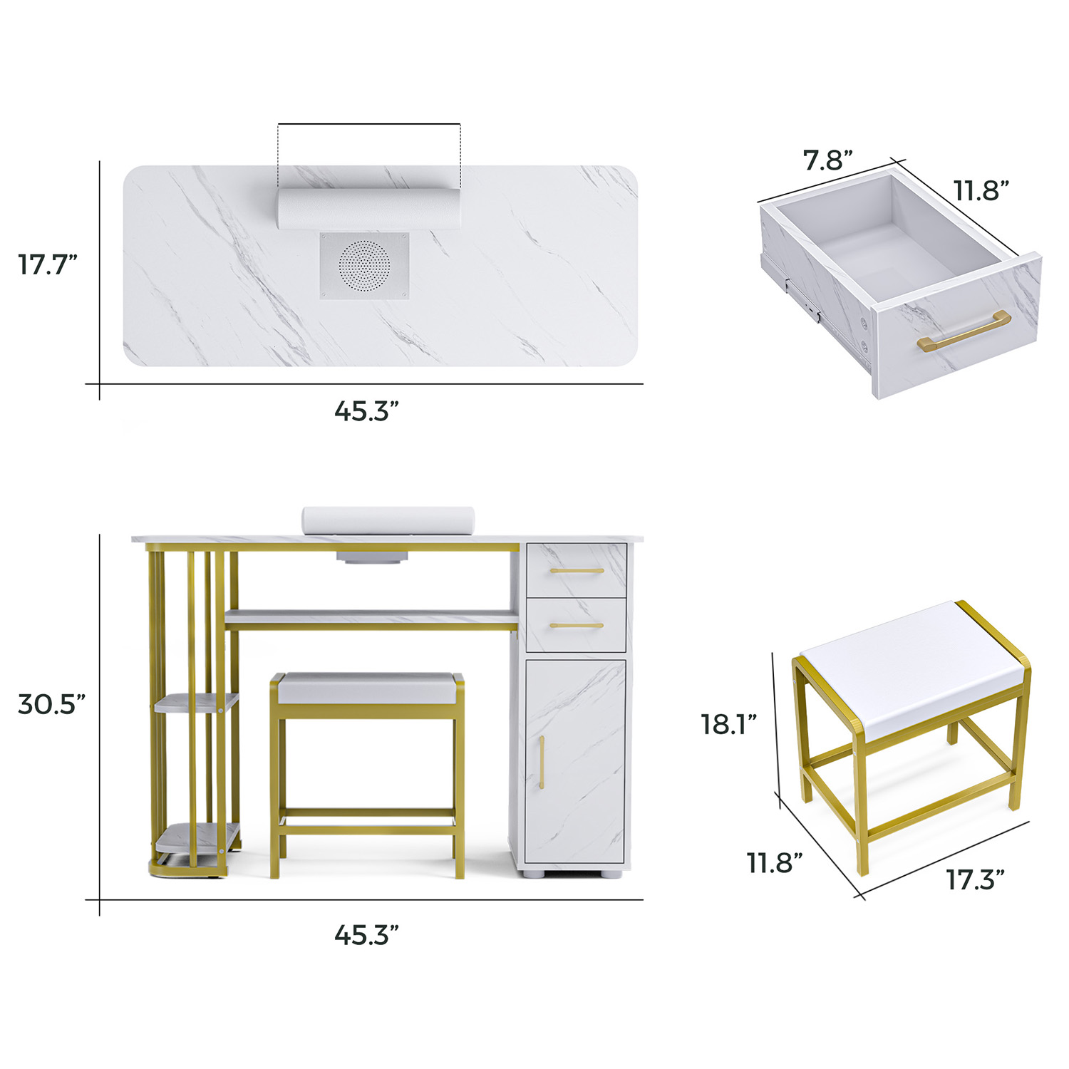 Advwin Nail Desk with Dust Extractor