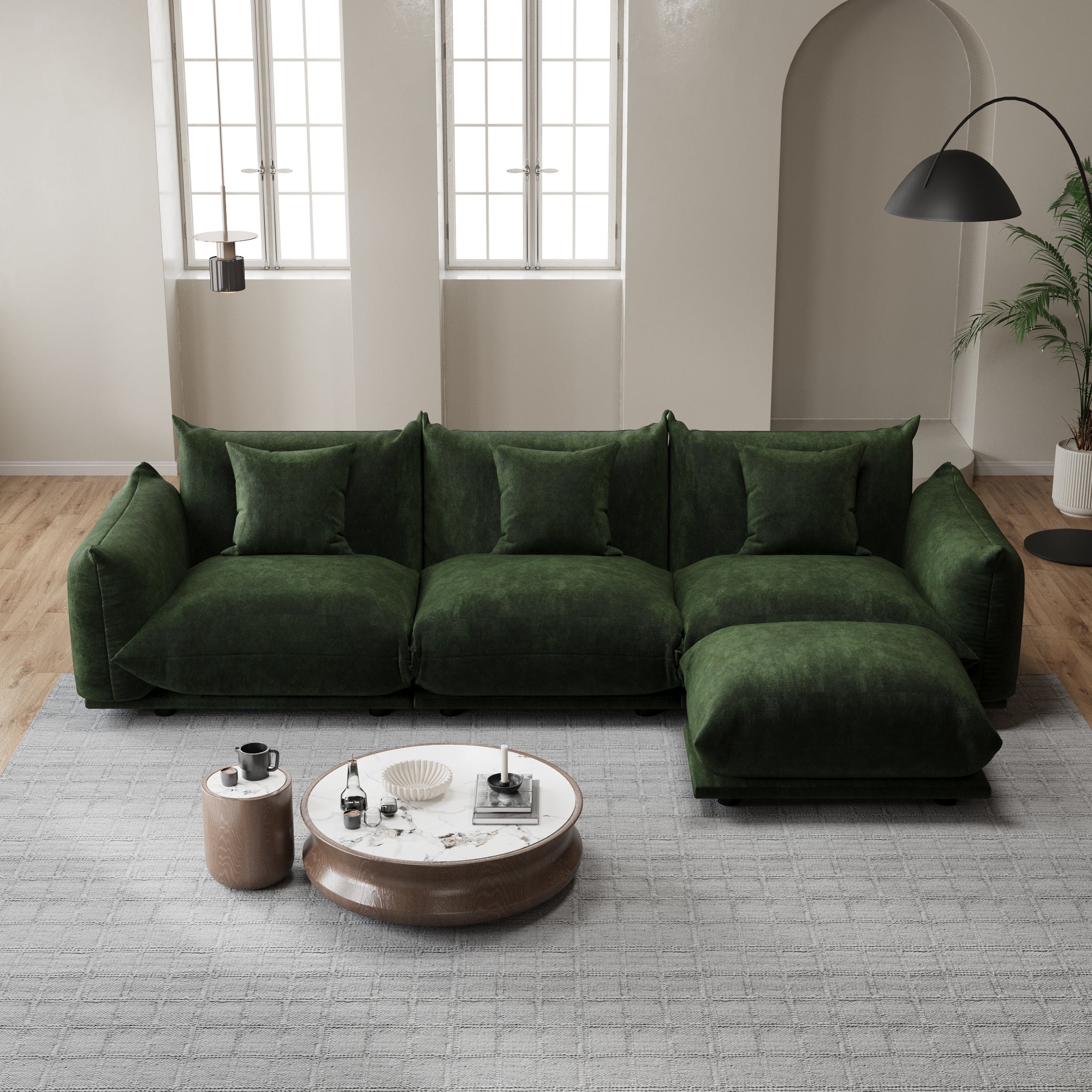 Advwin Modern Minimalist Chenille Modular Sectional Sofa