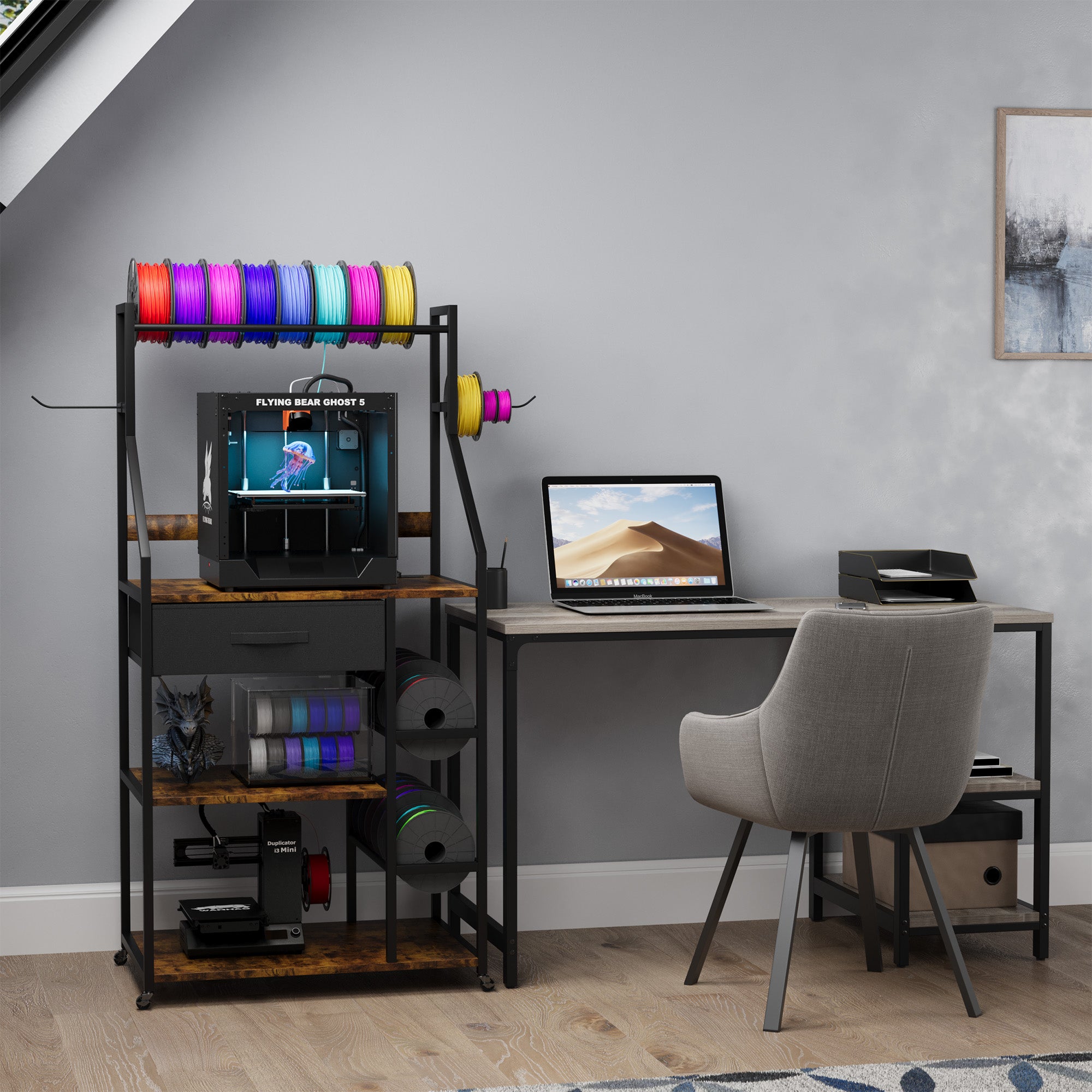 Advwin 4-Tier 3D Printer Stand w/ Drawer & Outlet