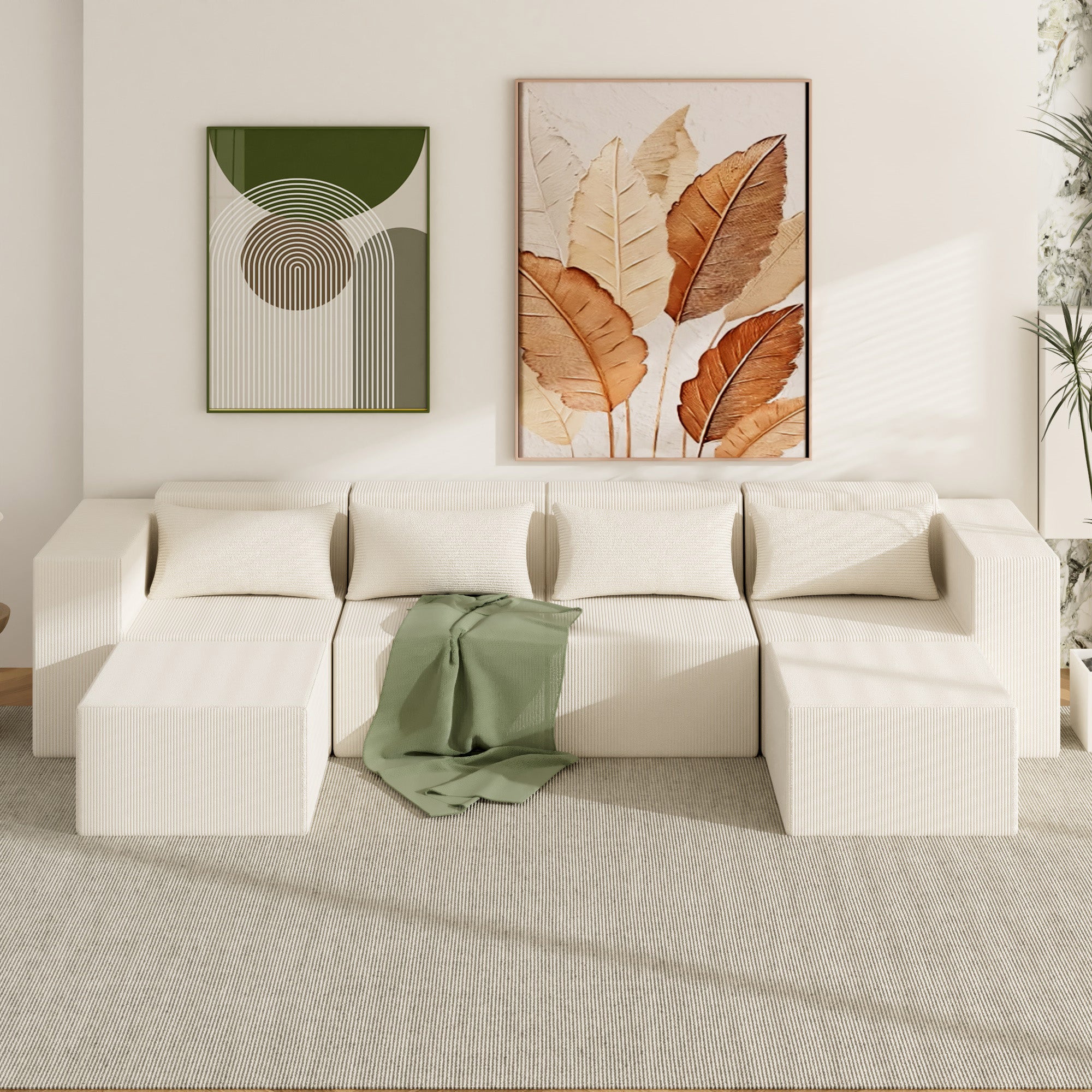 Advwin Oversized Modular Sectional Corduroy Couch