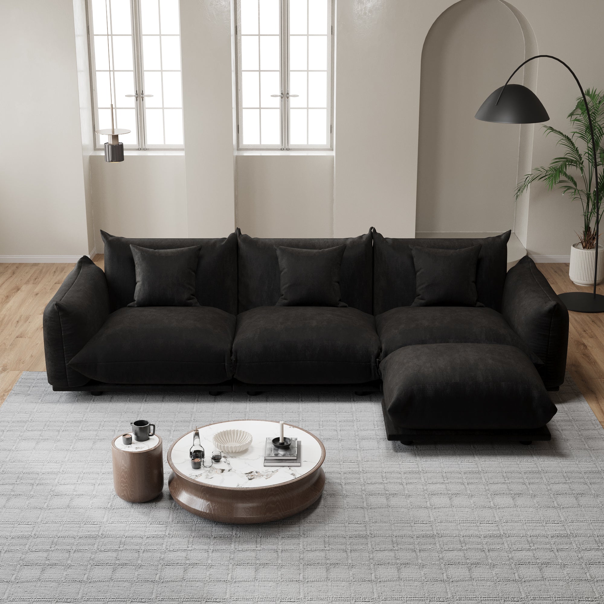 Advwin Modern Minimalist Chenille Modular Sectional Sofa