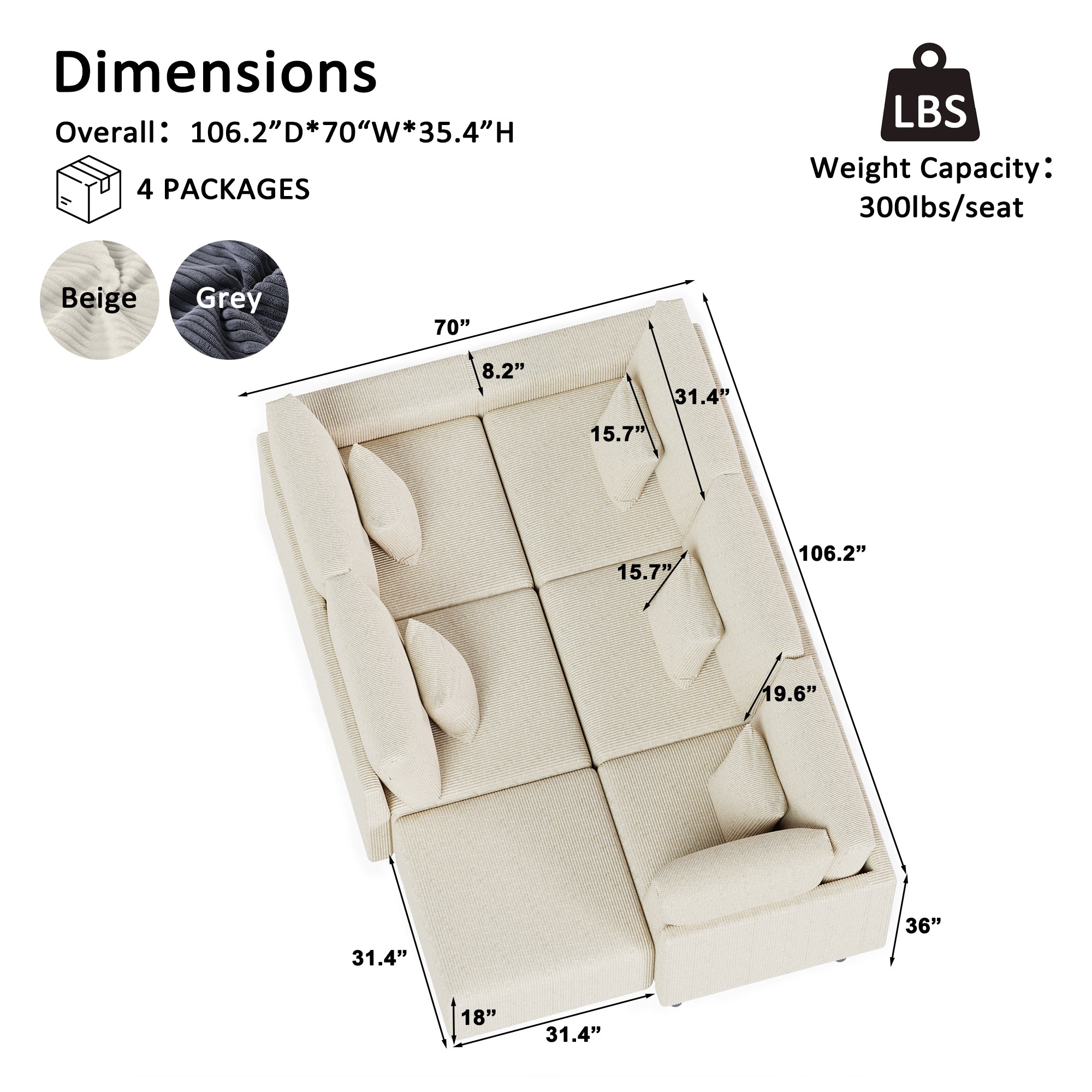 Advwin Luxury Oversized Minimalist Cloud Couch