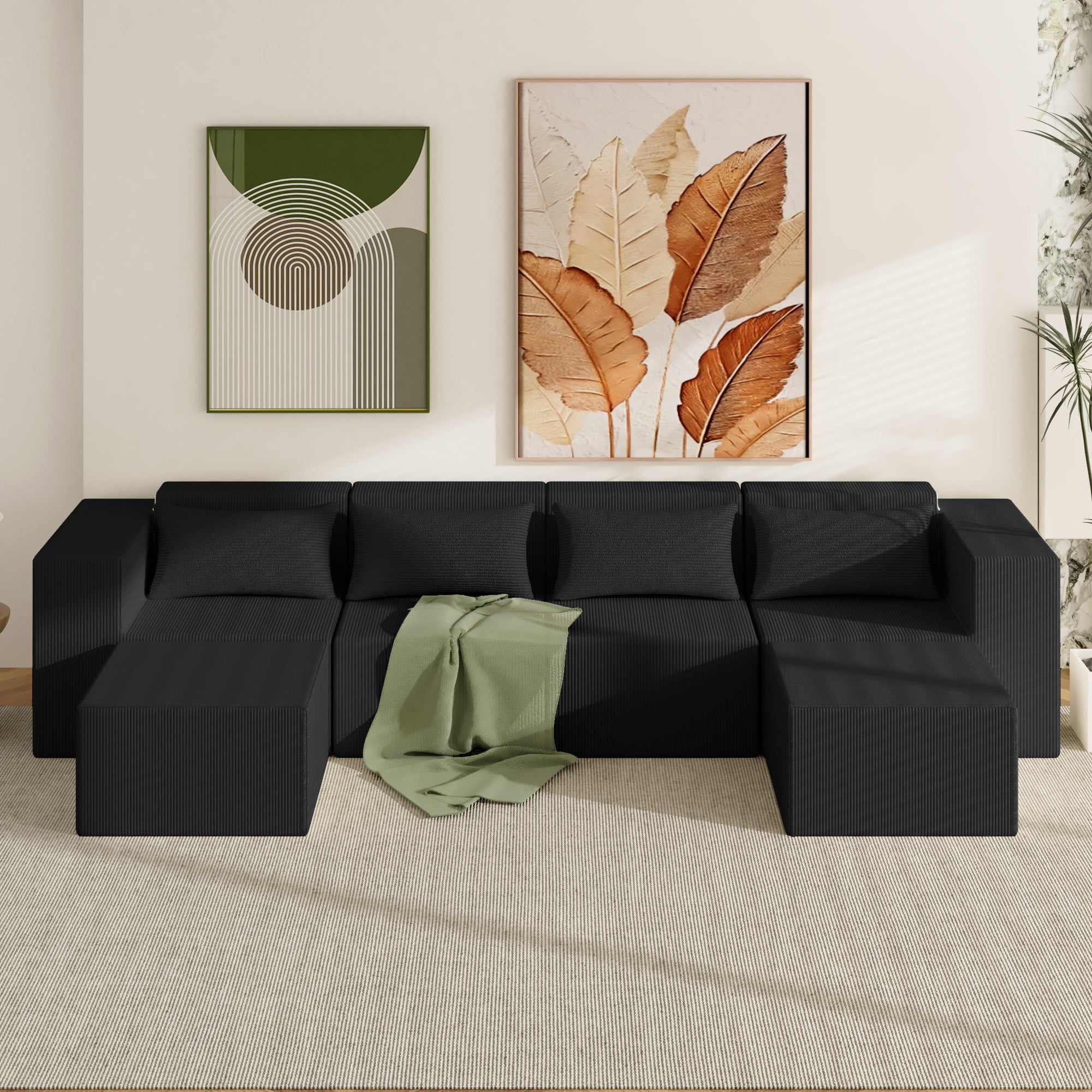 Advwin Oversized Modular Sectional Corduroy Couch
