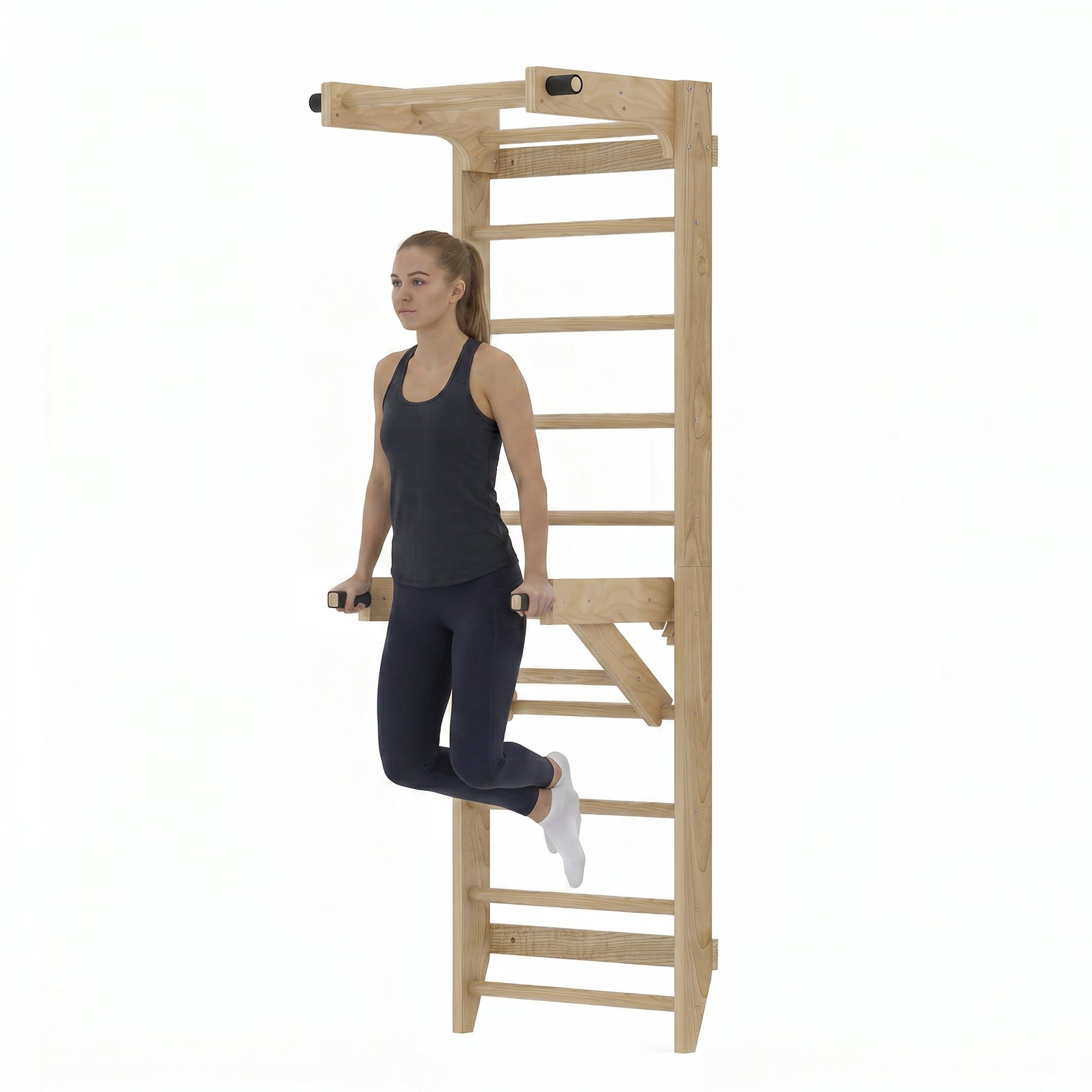 Advwin Swedish Ladder Wall Bar w/ Adjustable Pull-Up Bar