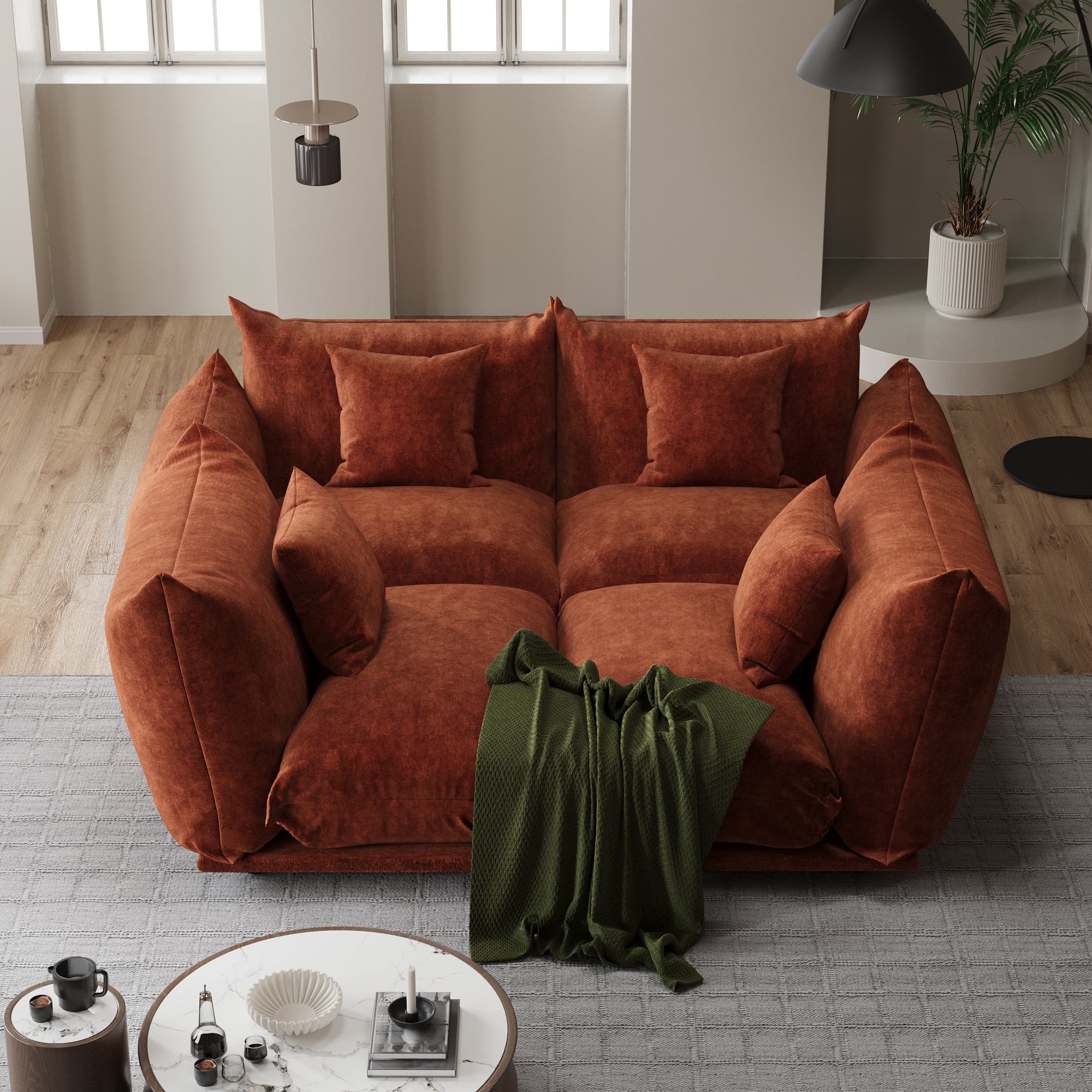 Advwin Modern Minimalist Chenille Modular Sectional Sofa