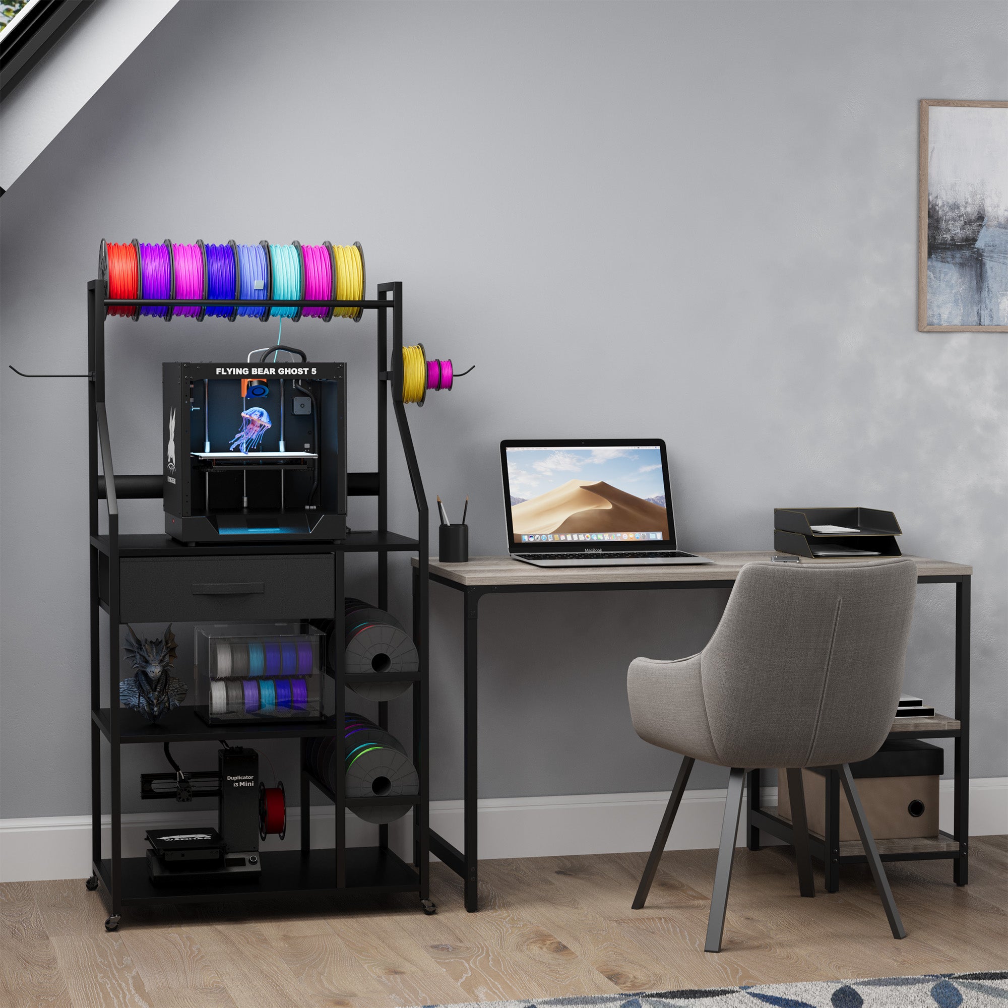 Advwin 4-Tier 3D Printer Stand w/ Drawer & Outlet