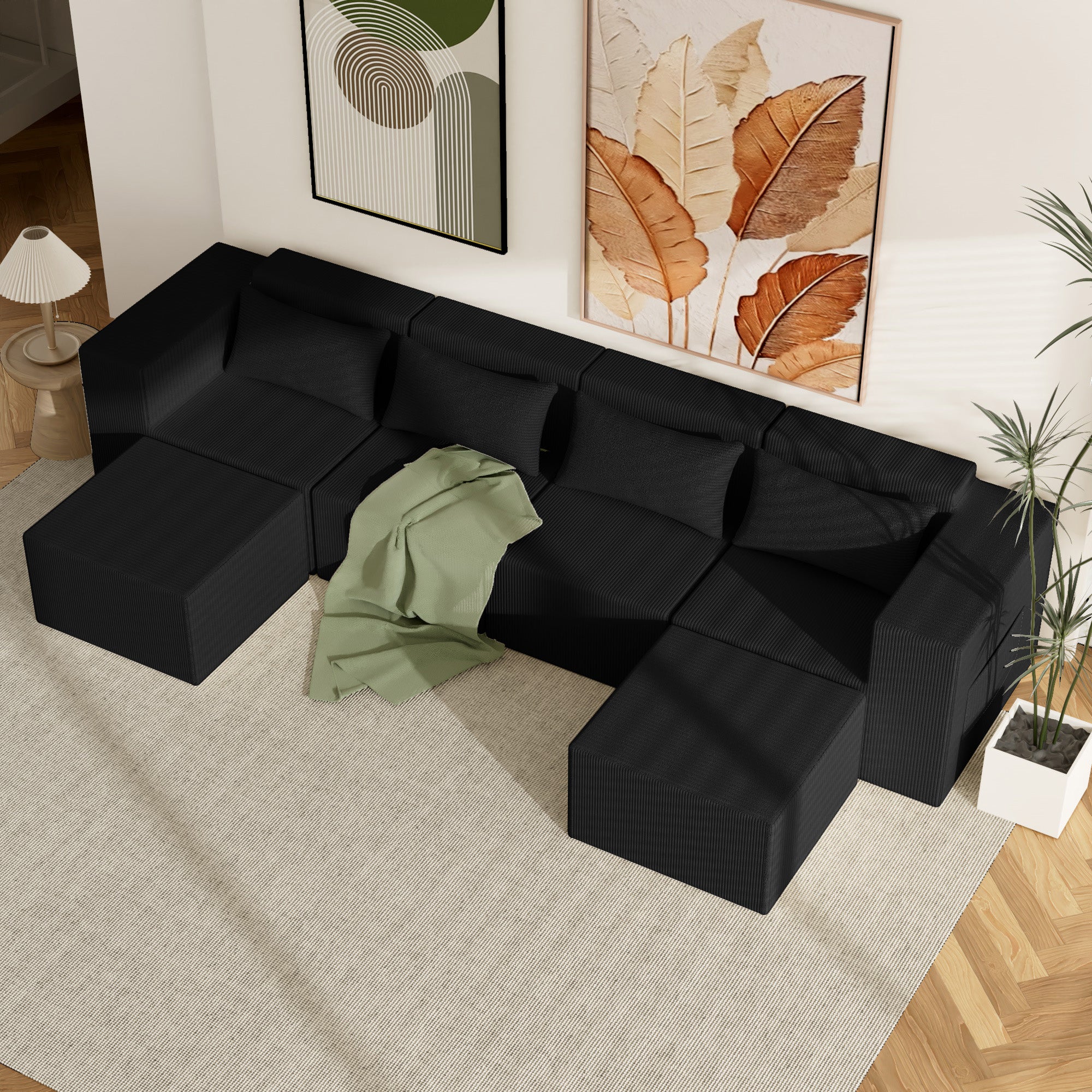 Advwin Oversized Modular Sectional Corduroy Couch