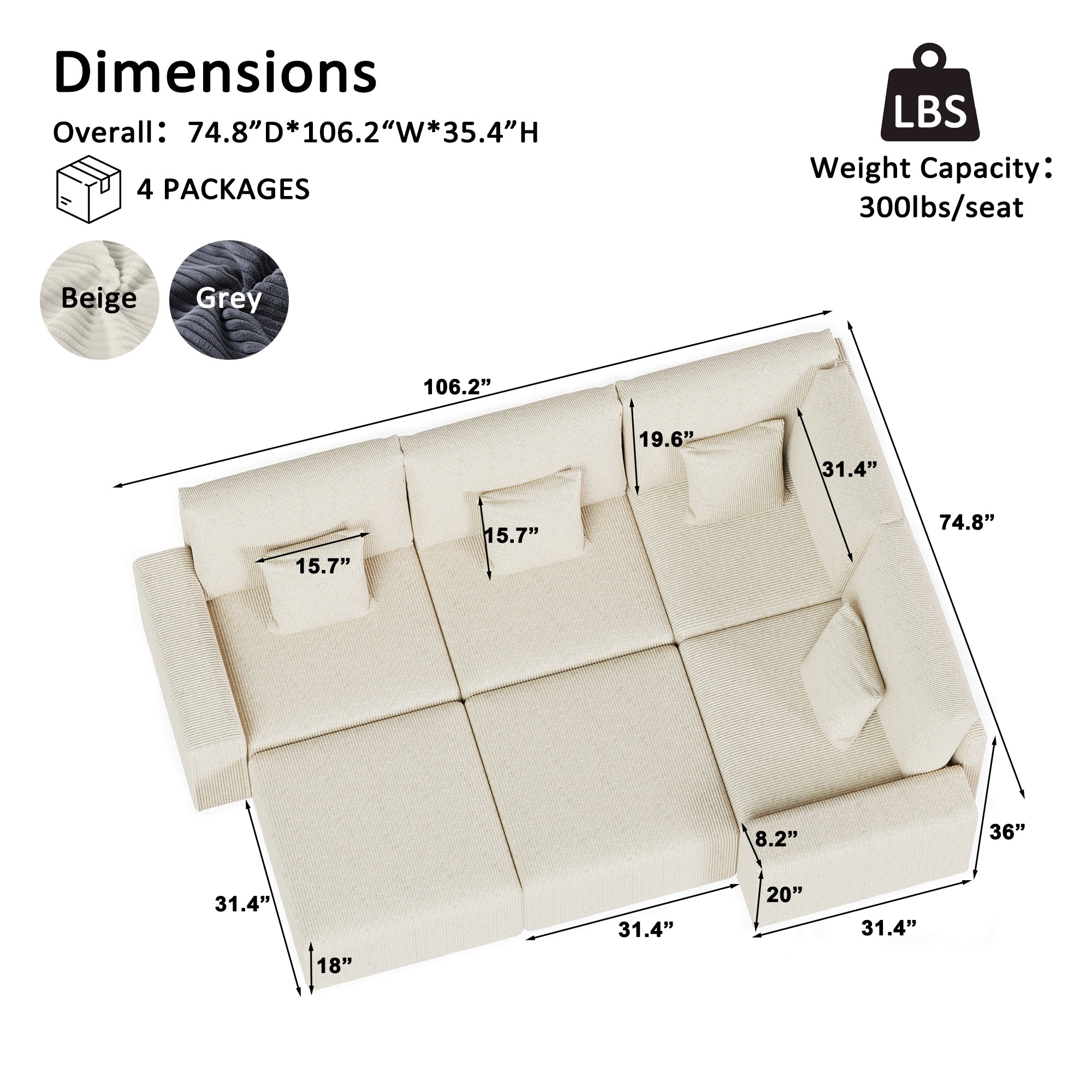 Advwin Luxury Oversized Minimalist Cloud Couch