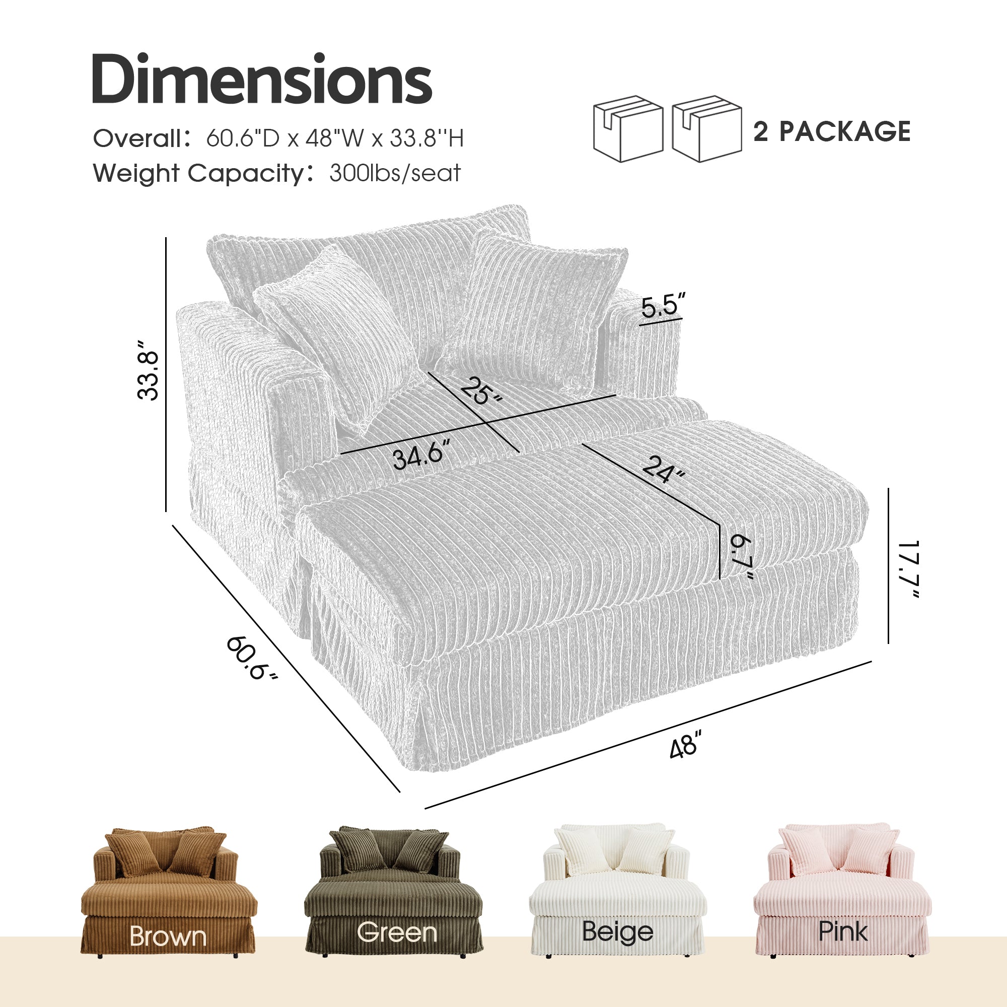 Advwin Single Sofa Oversized Chaise Lounge