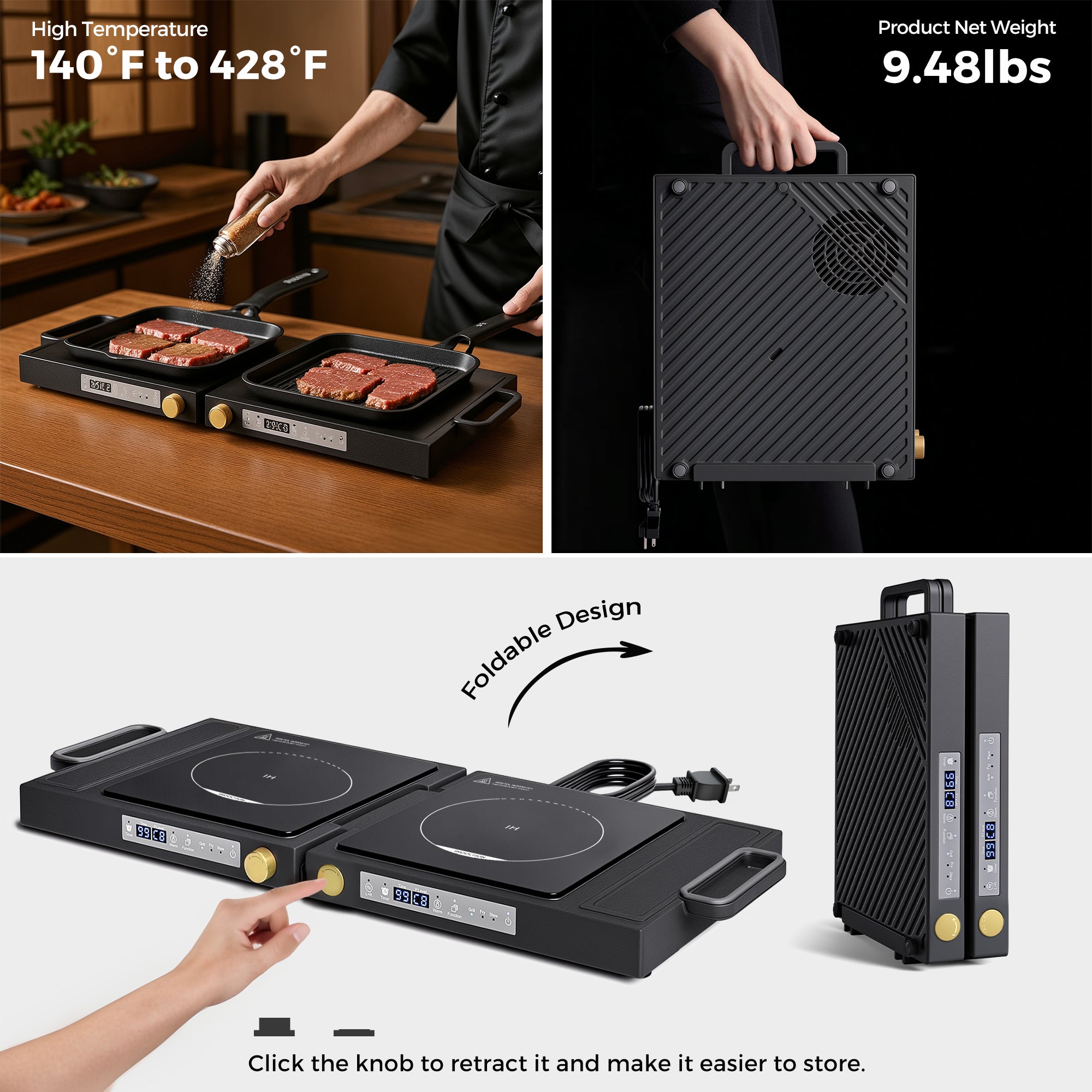 Advwin Folding Double Induction Cooktop Portable