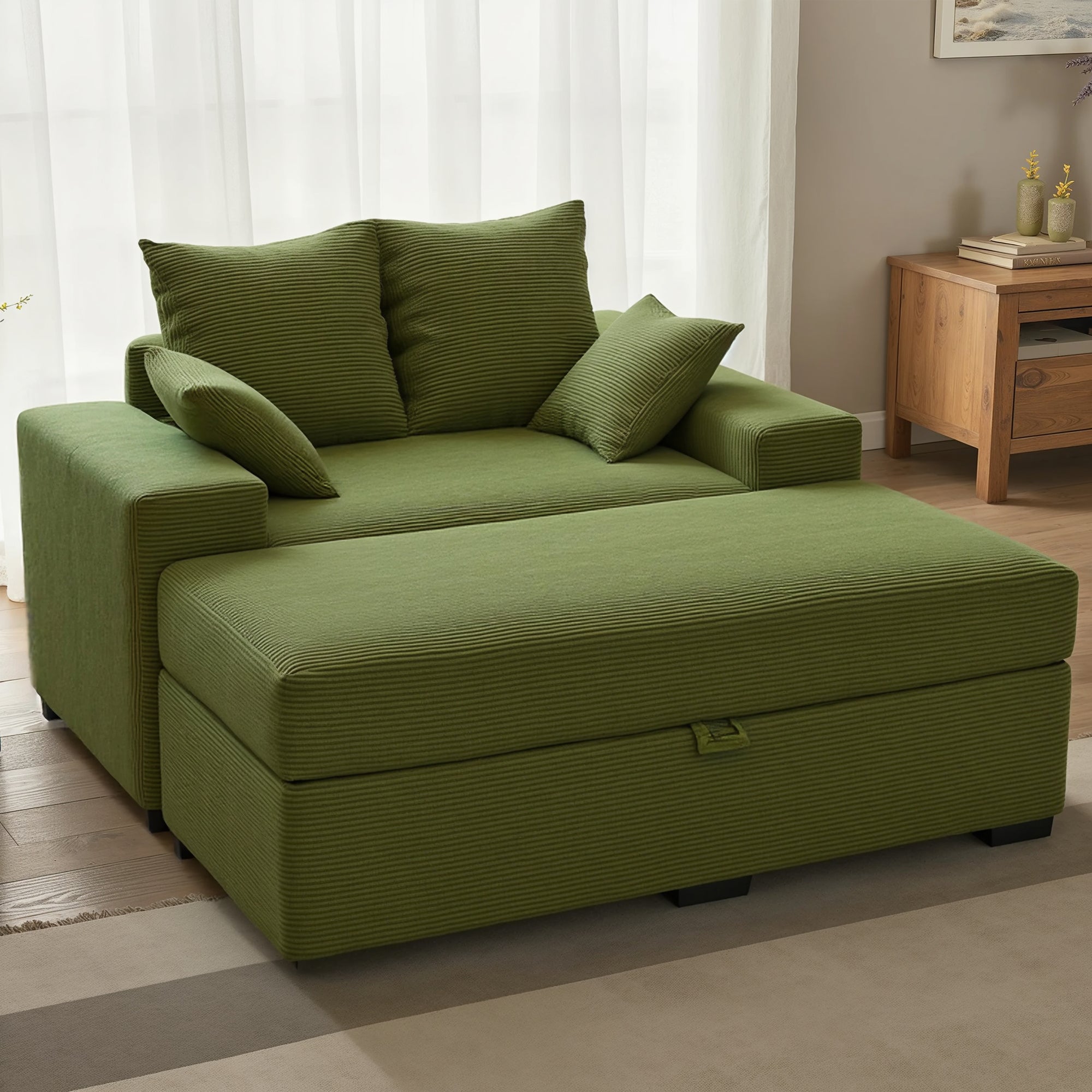 Advwin Chaise Lounge with Storage Ottoman Medium-Rib