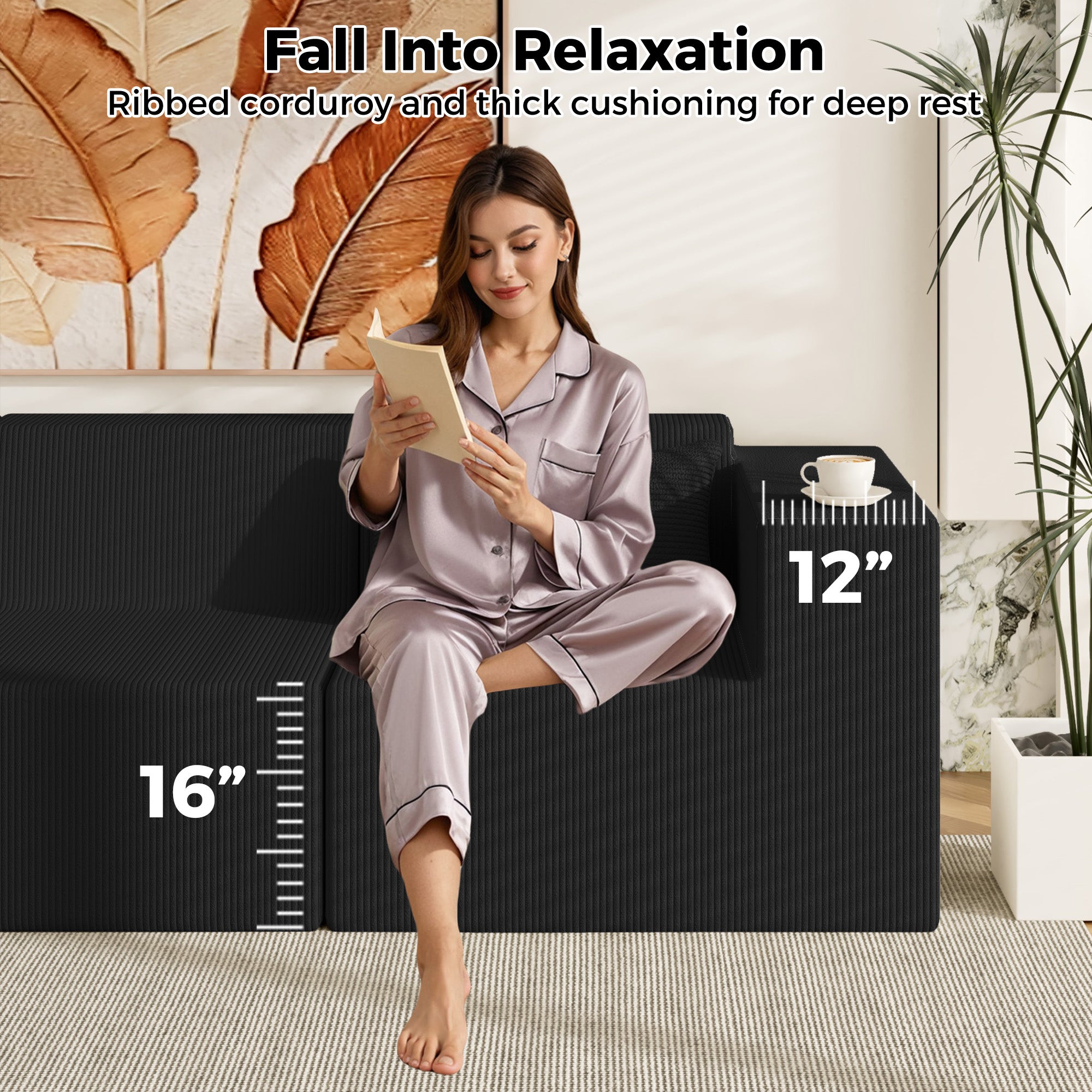 Advwin Oversized Modular Sectional Corduroy Couch