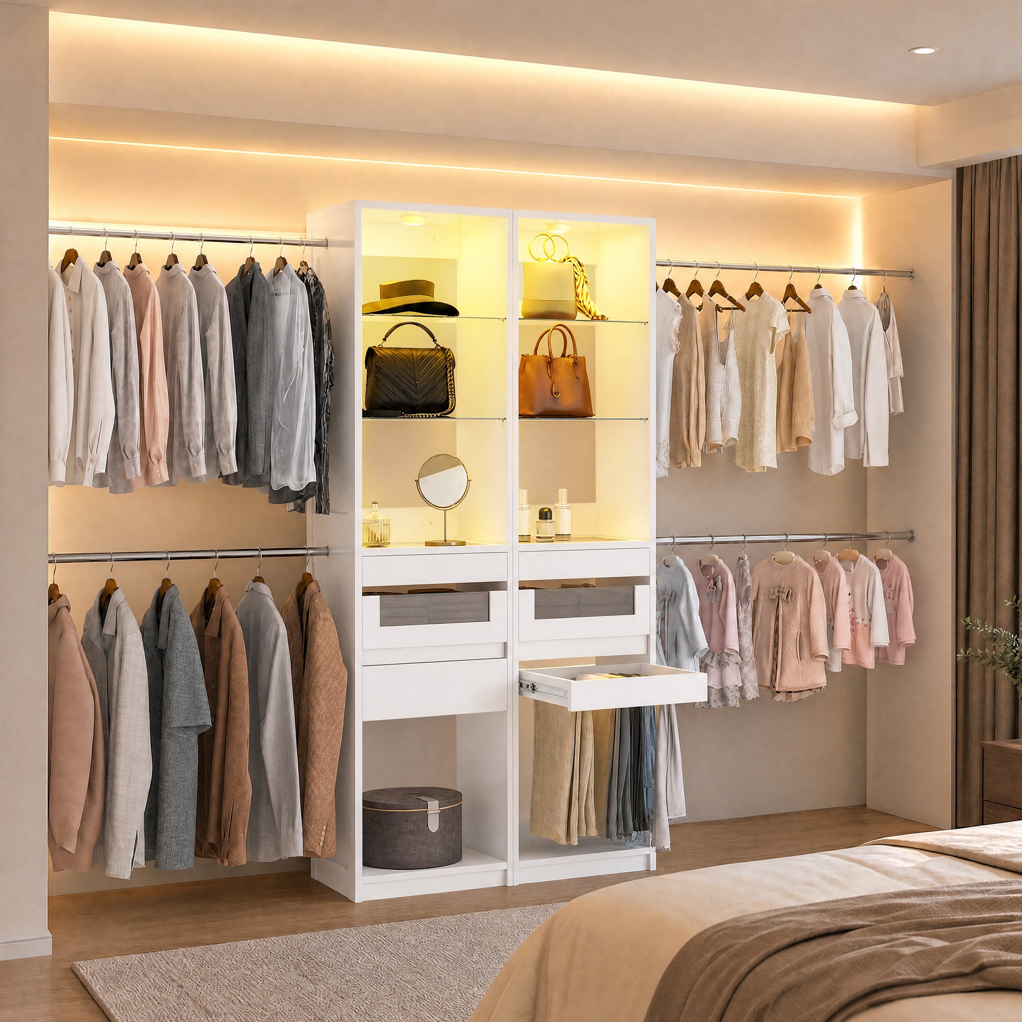 Advwin 6-12 Ft Closet System with LED Lighting