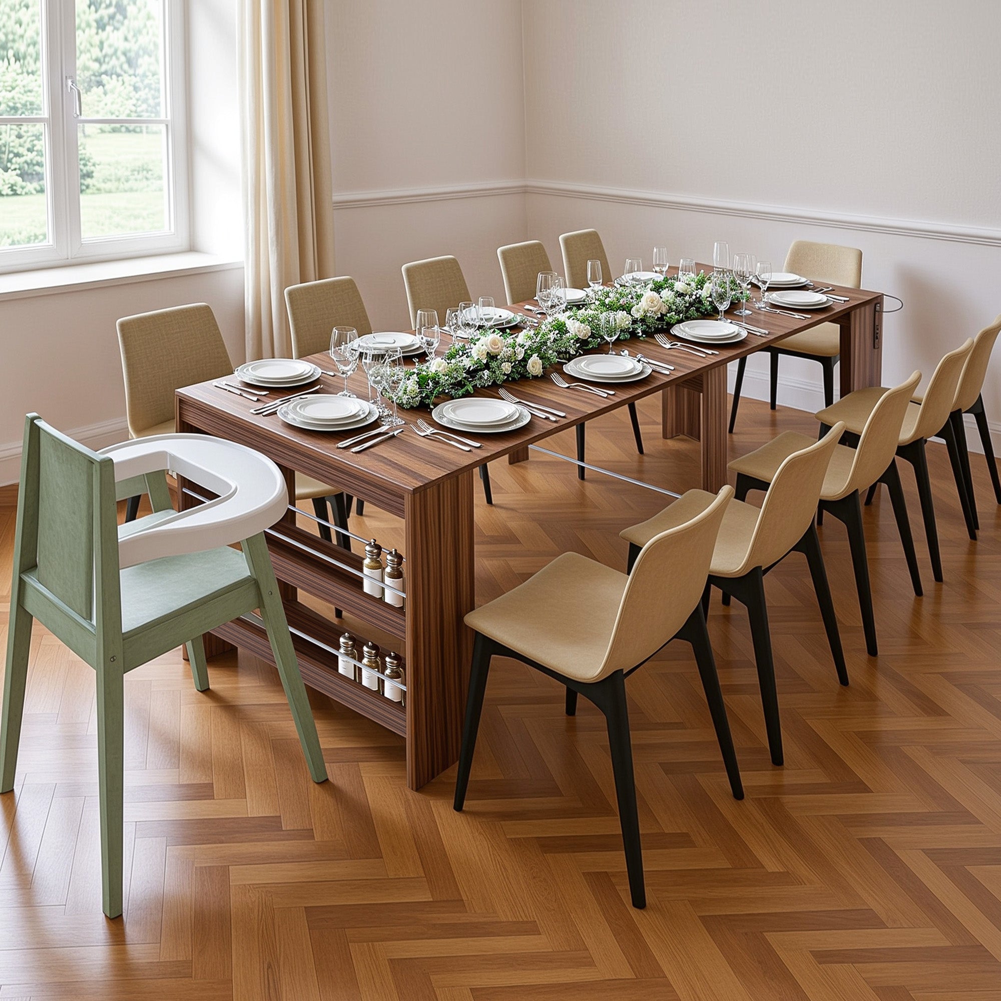 Advwin Extendable Dining Table with Outlet