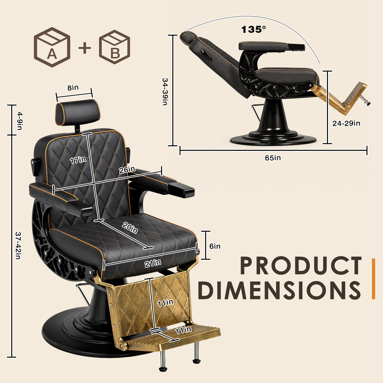Advwin Vintage Reclining Salon Chair for Barbershop