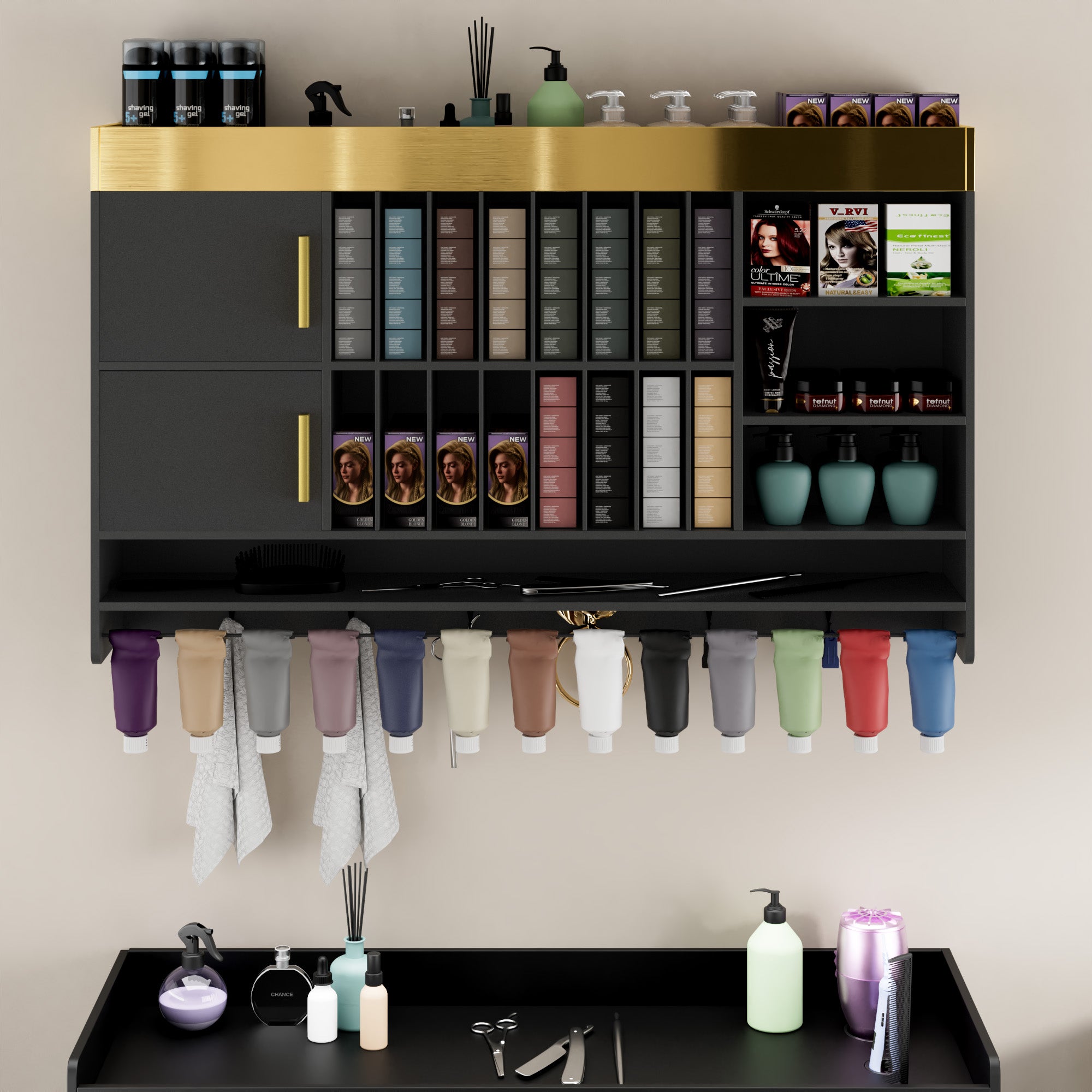 Advwin Wall Mounted Salon Station with Storage