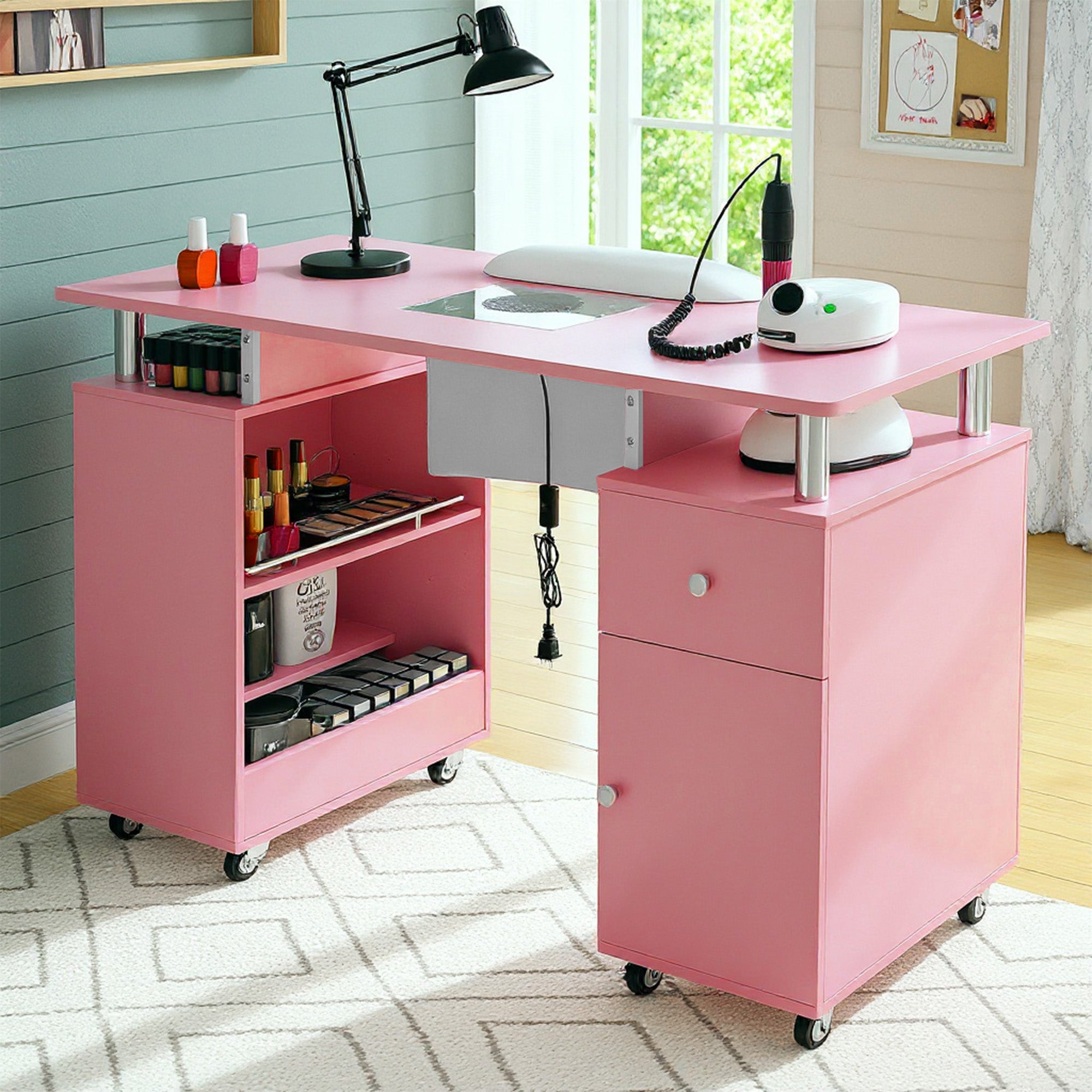 Advwin Nail Table w/ Dust Collector & Wrist Rest