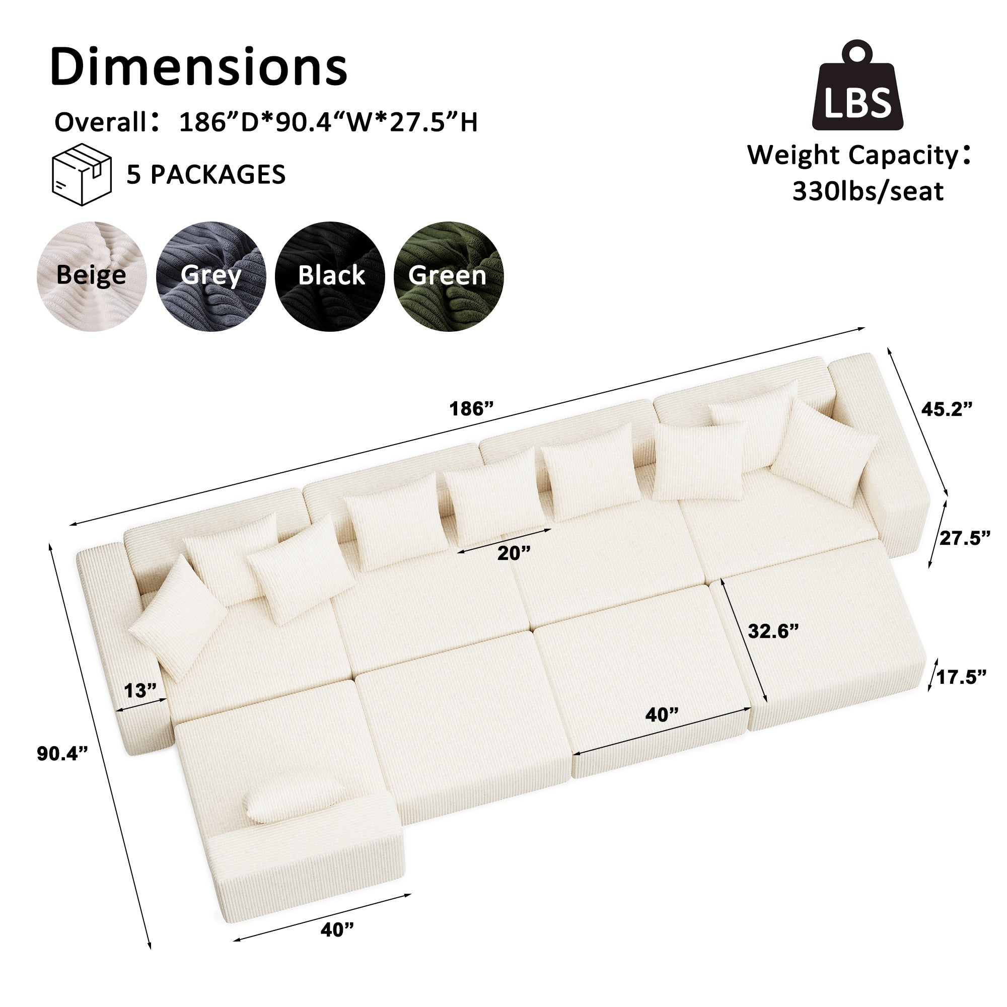 Advwin Boneless Cloud Modern Oversized Modular Sectional Sofa
