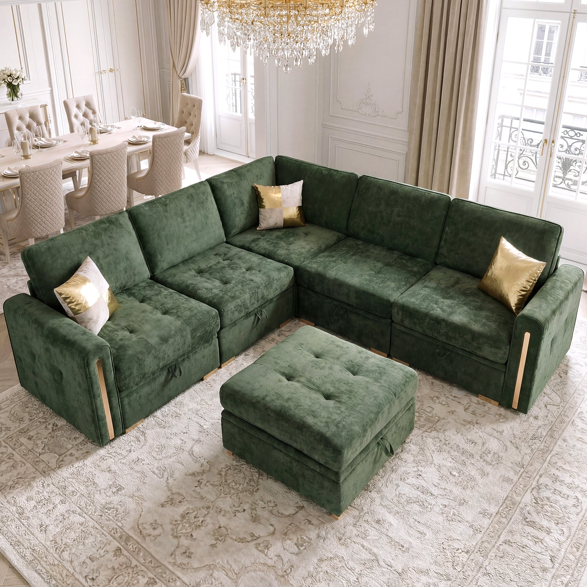 Advwin Oversized Modular Chenille Sofa with Storage