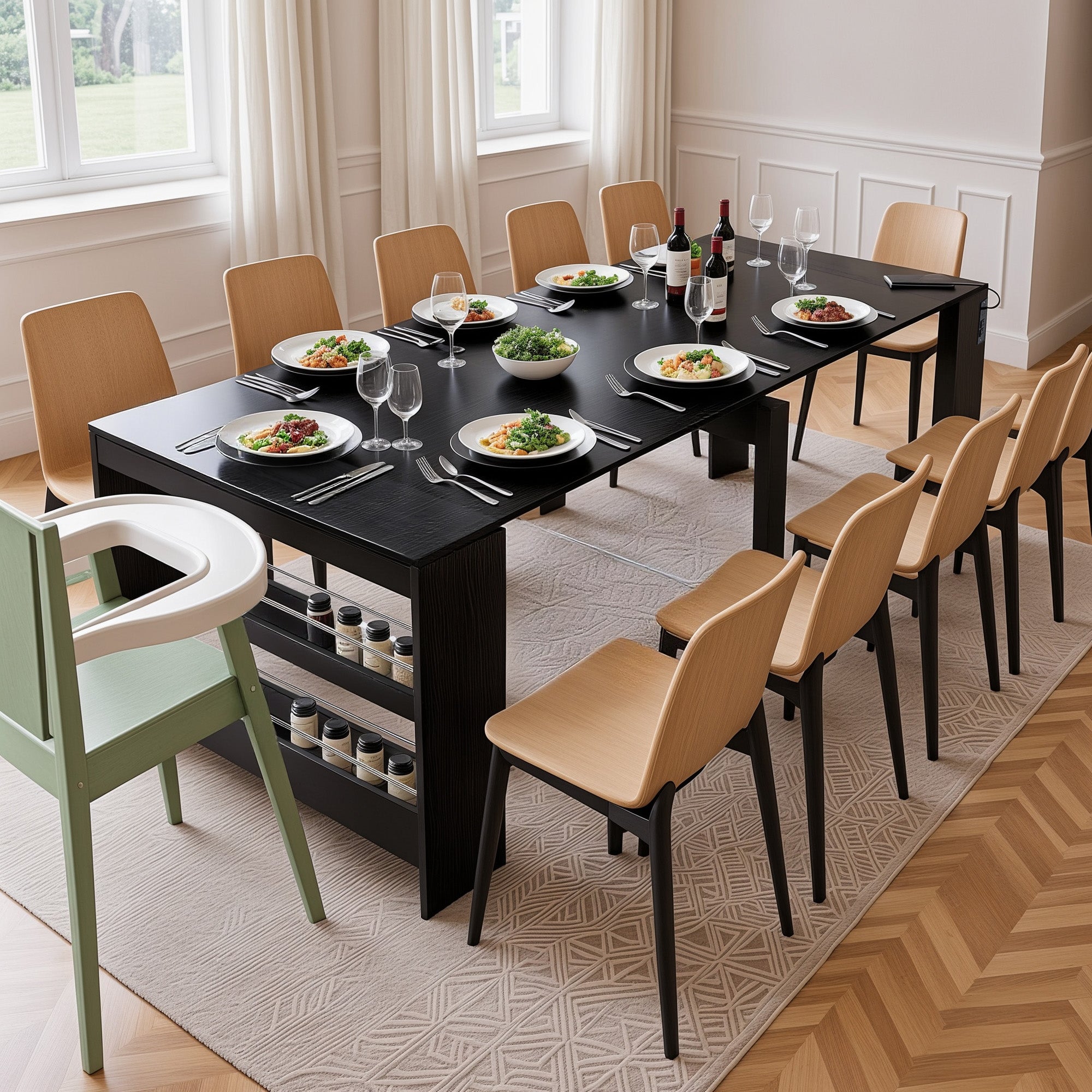 Advwin Extendable Dining Table with Outlet