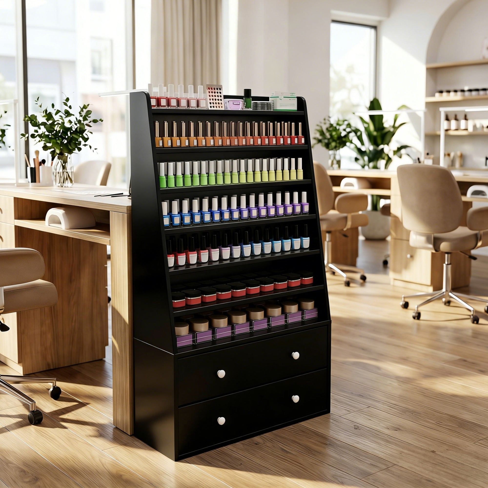 Advwin Nail Polish Rack with 2 Drawers