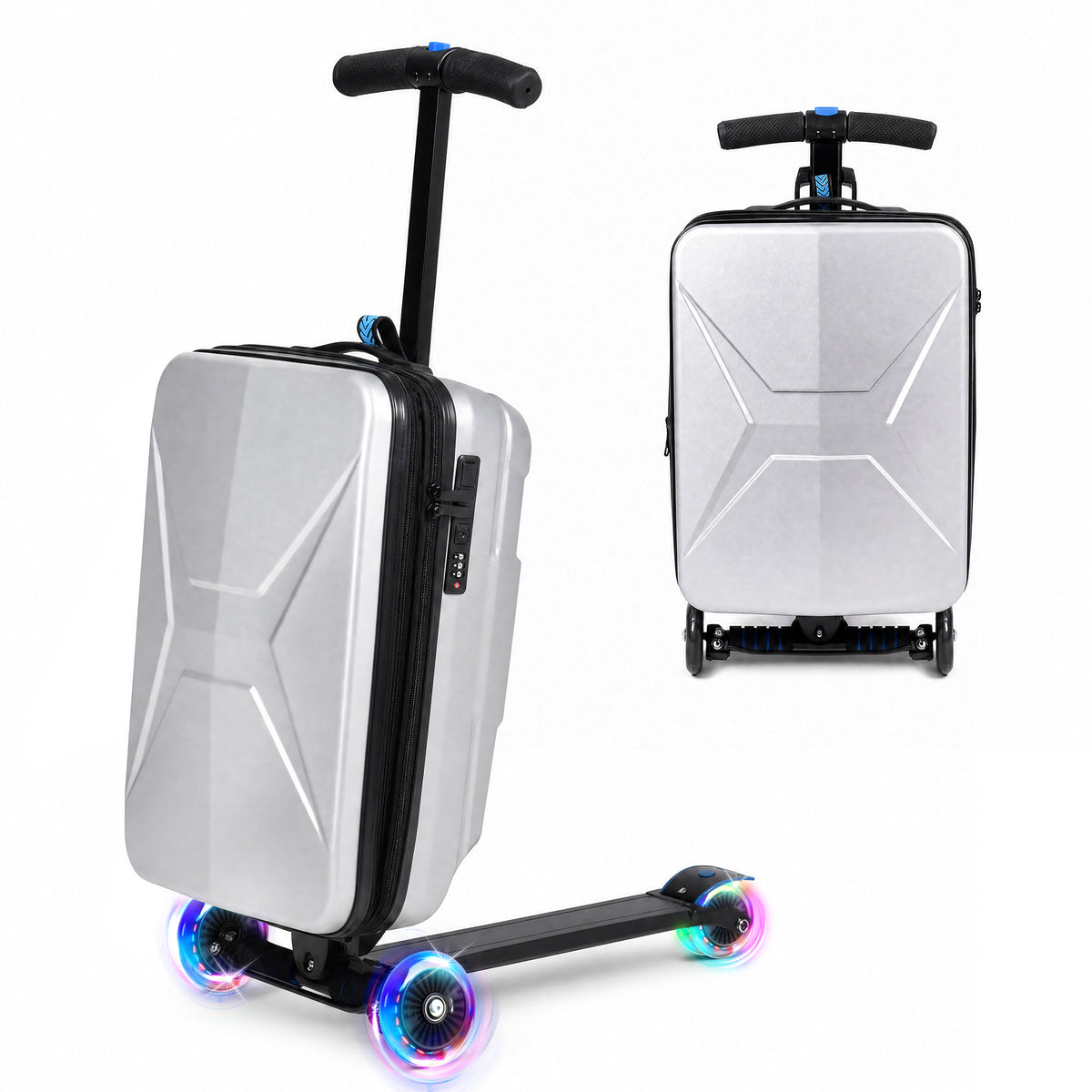 Advwin Expandable Scooter Suitcase for Kids w/ LED Wheel