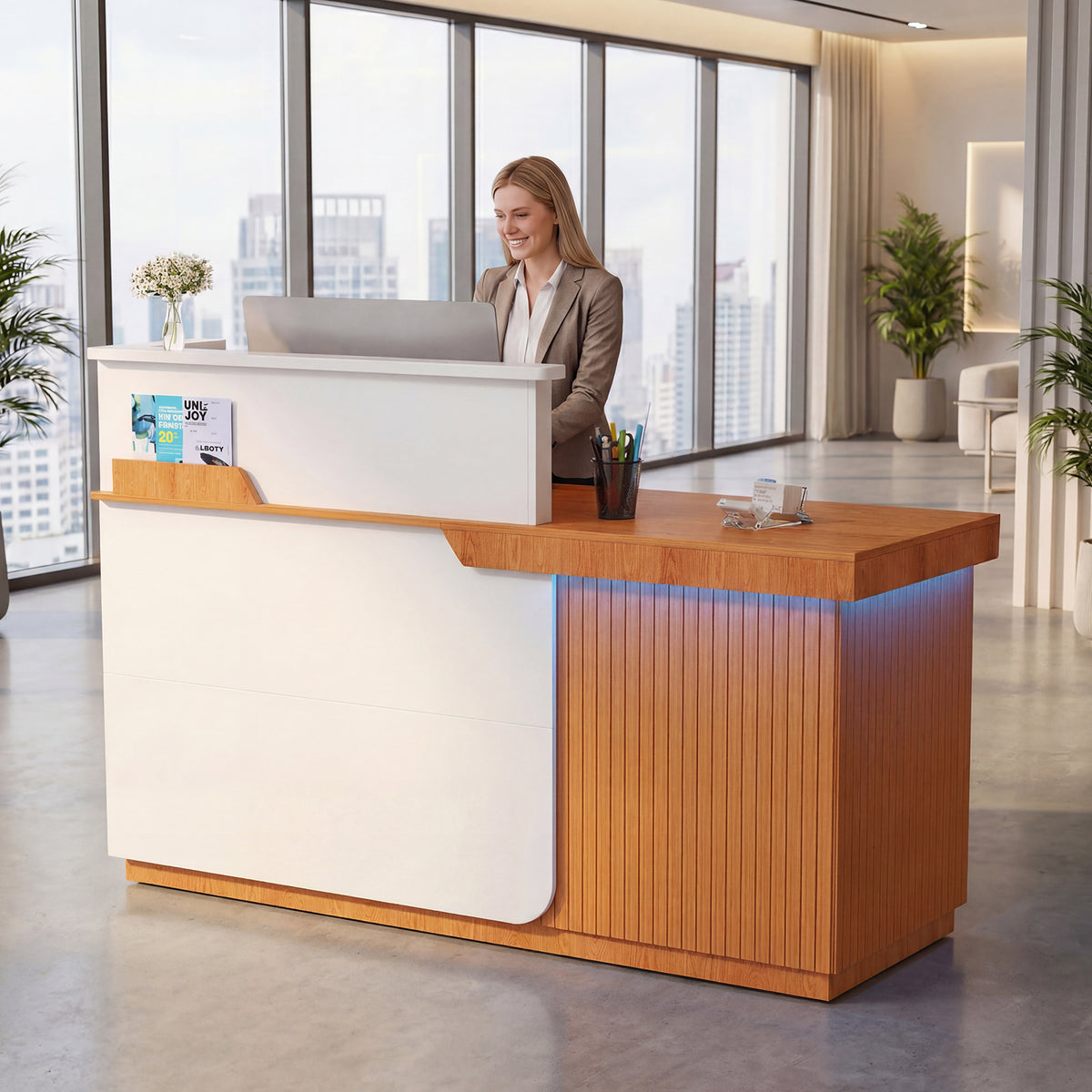 Advwin Modern Reception Desk with LED