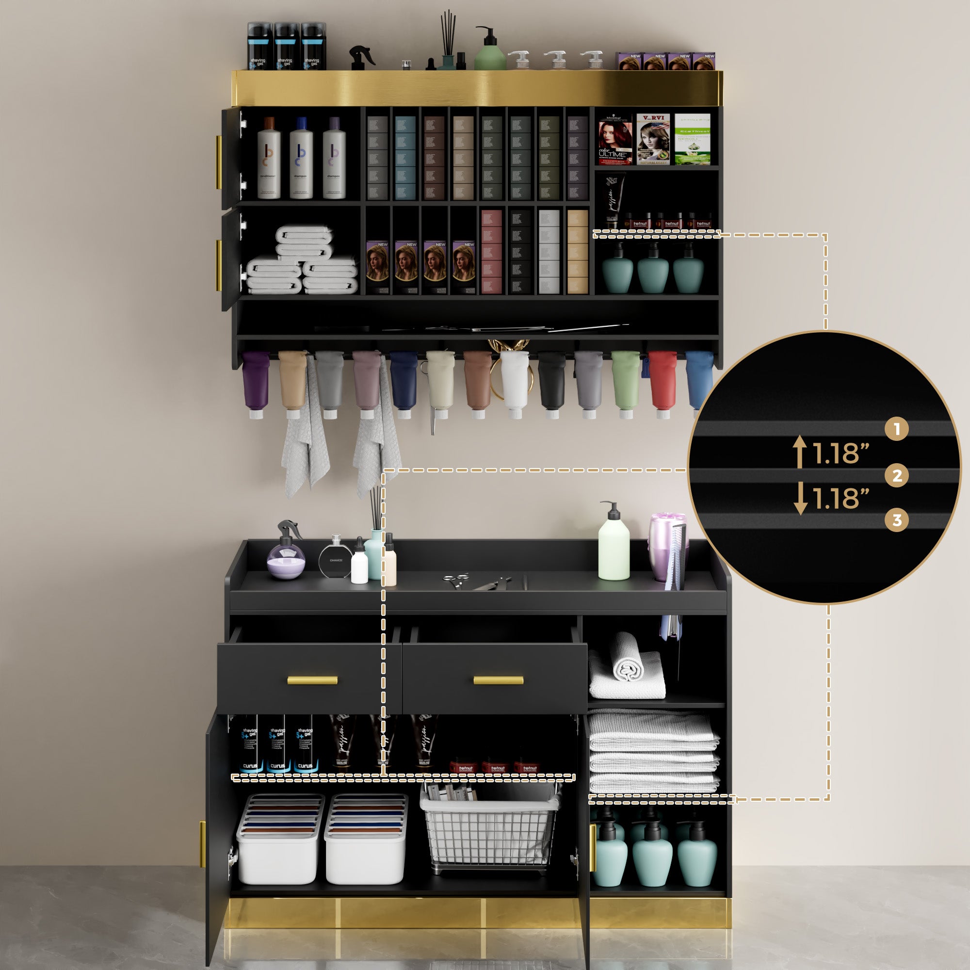 Advwin Wall Mounted & Floor Salon Station Set