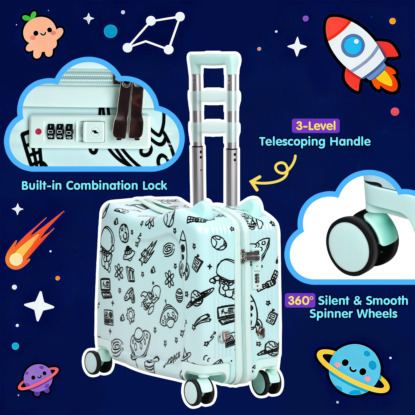 Advwin Kids Ride-On Suitcase DIY Coloring Design