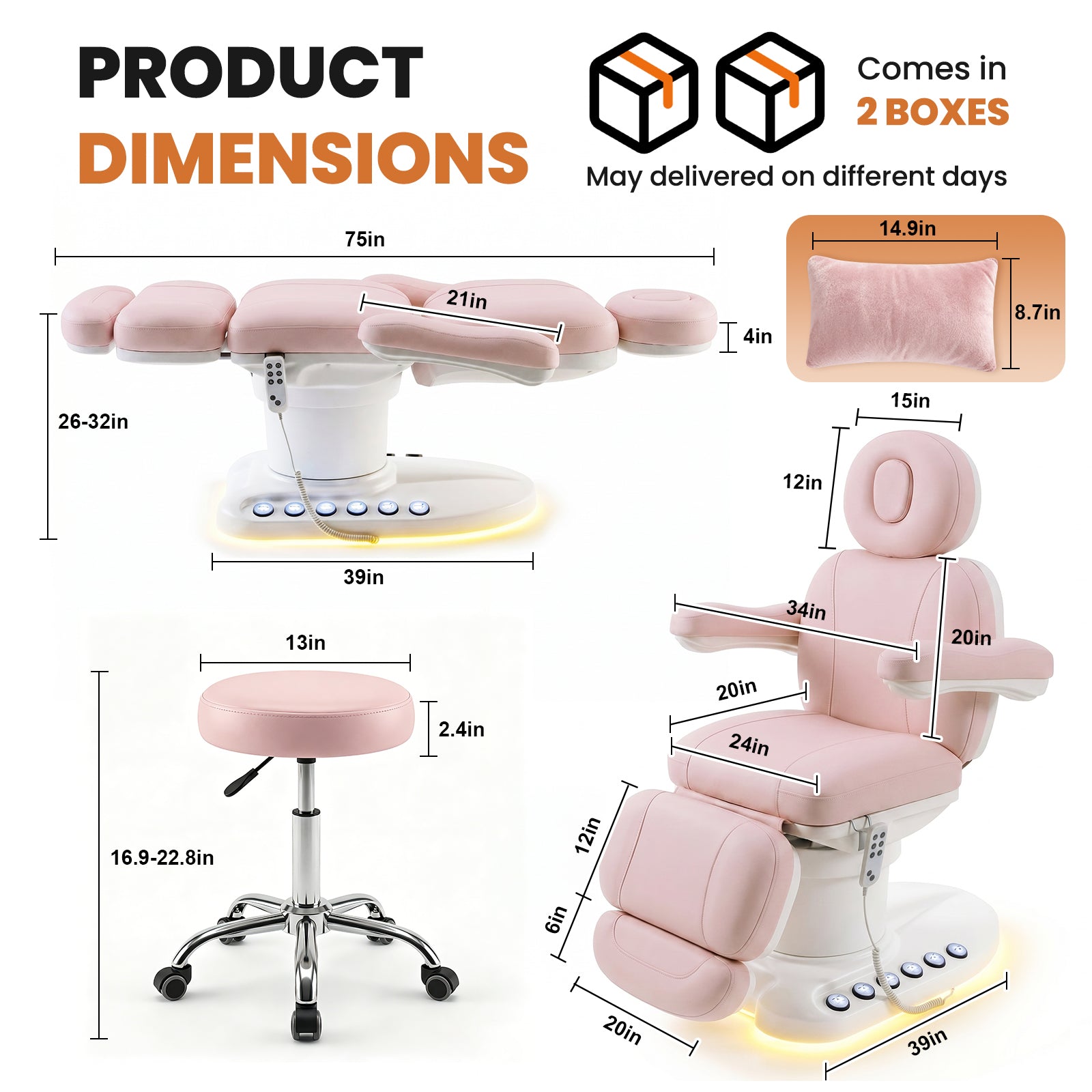 Advwin Fully Electric Massage Table with 3 Motors