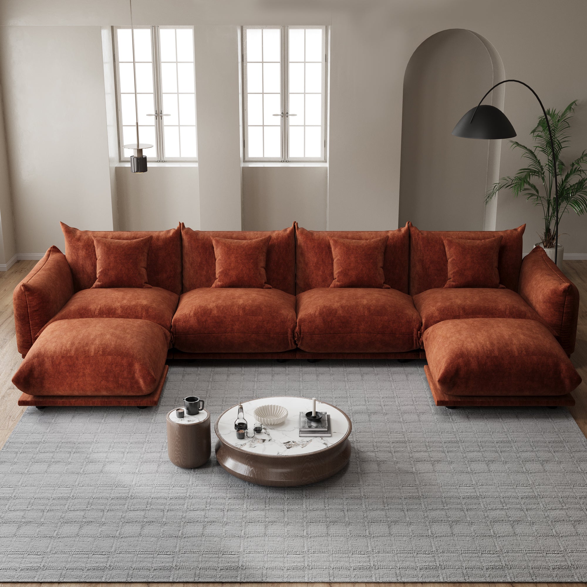 Advwin Modern Minimalist Chenille Modular Sectional Sofa