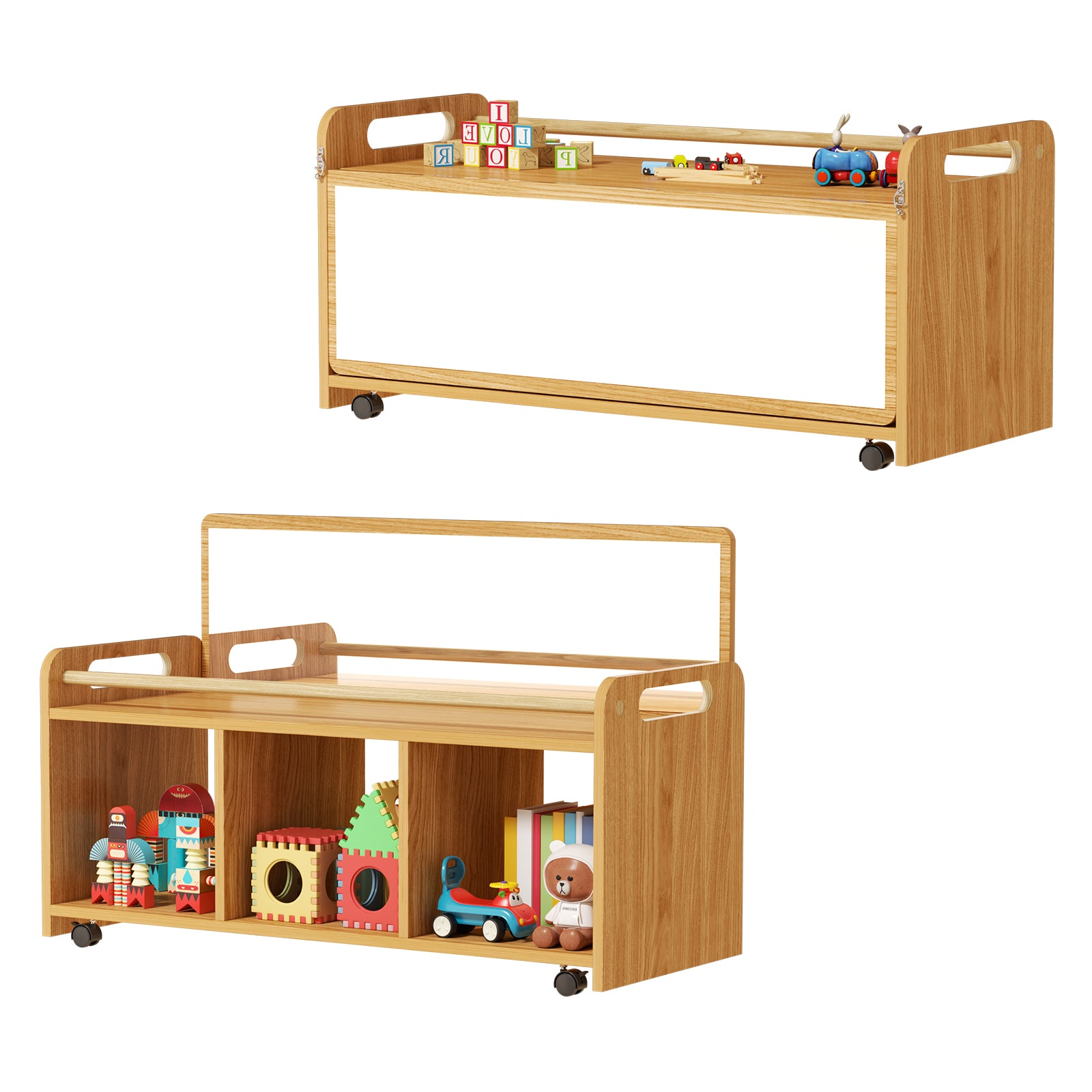 Advwin Montessori Toy Storage Cabinet with Mirror