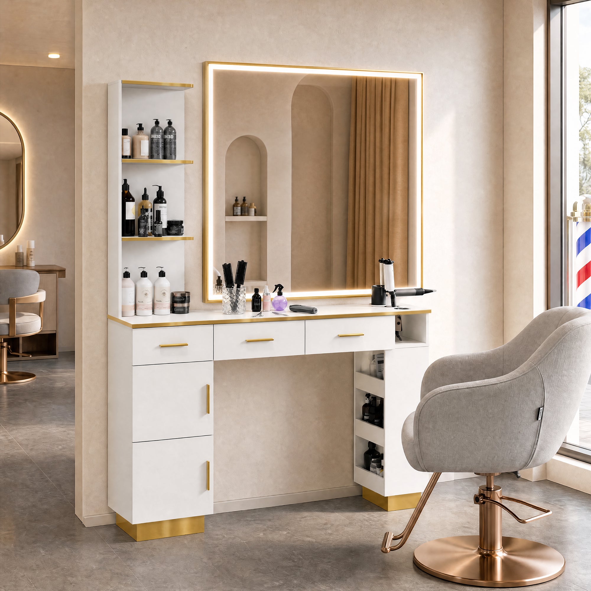 Advwin Professional Hair Salon Station w/Storage