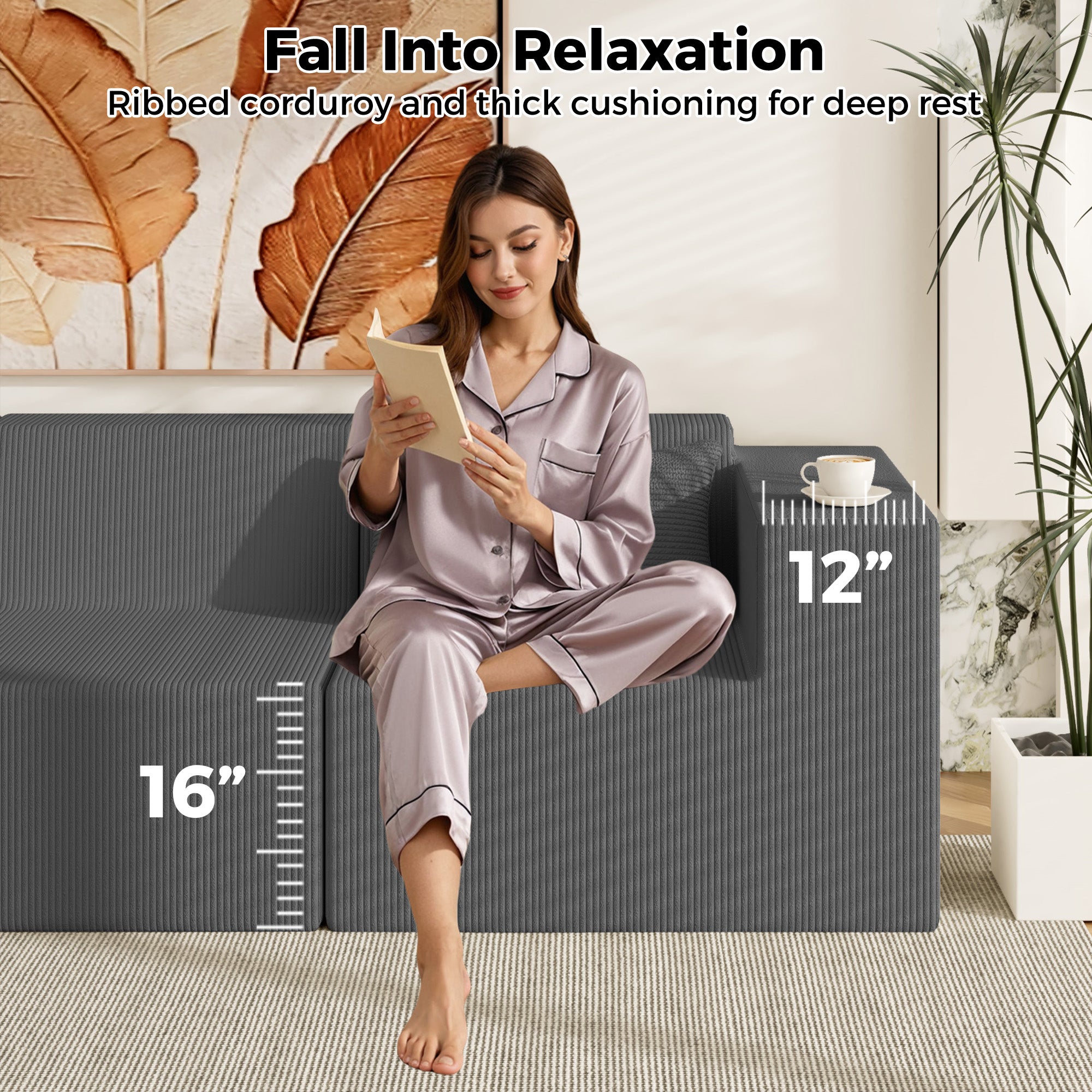 Advwin Oversized Modular Sectional Corduroy Couch