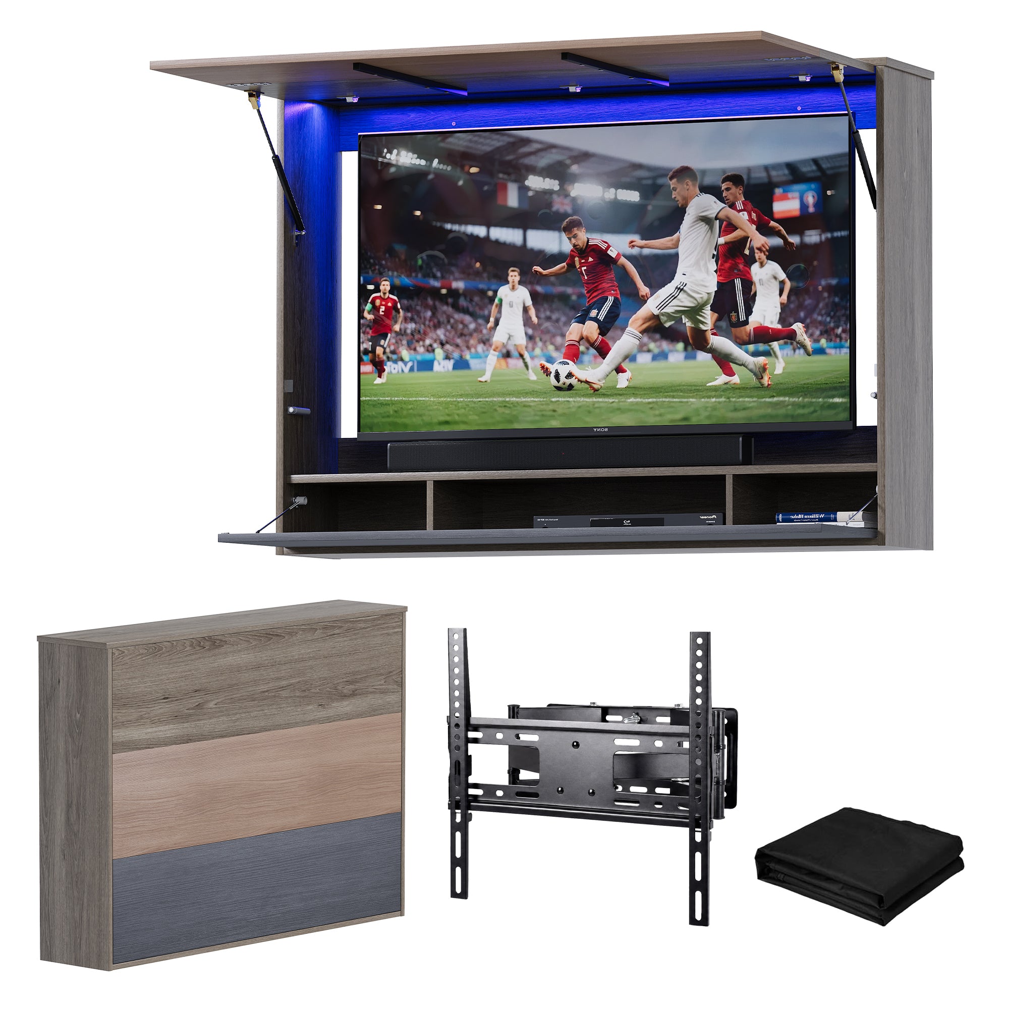 Advwin Wall Mounted TV Cabinet with Lift-Up Door