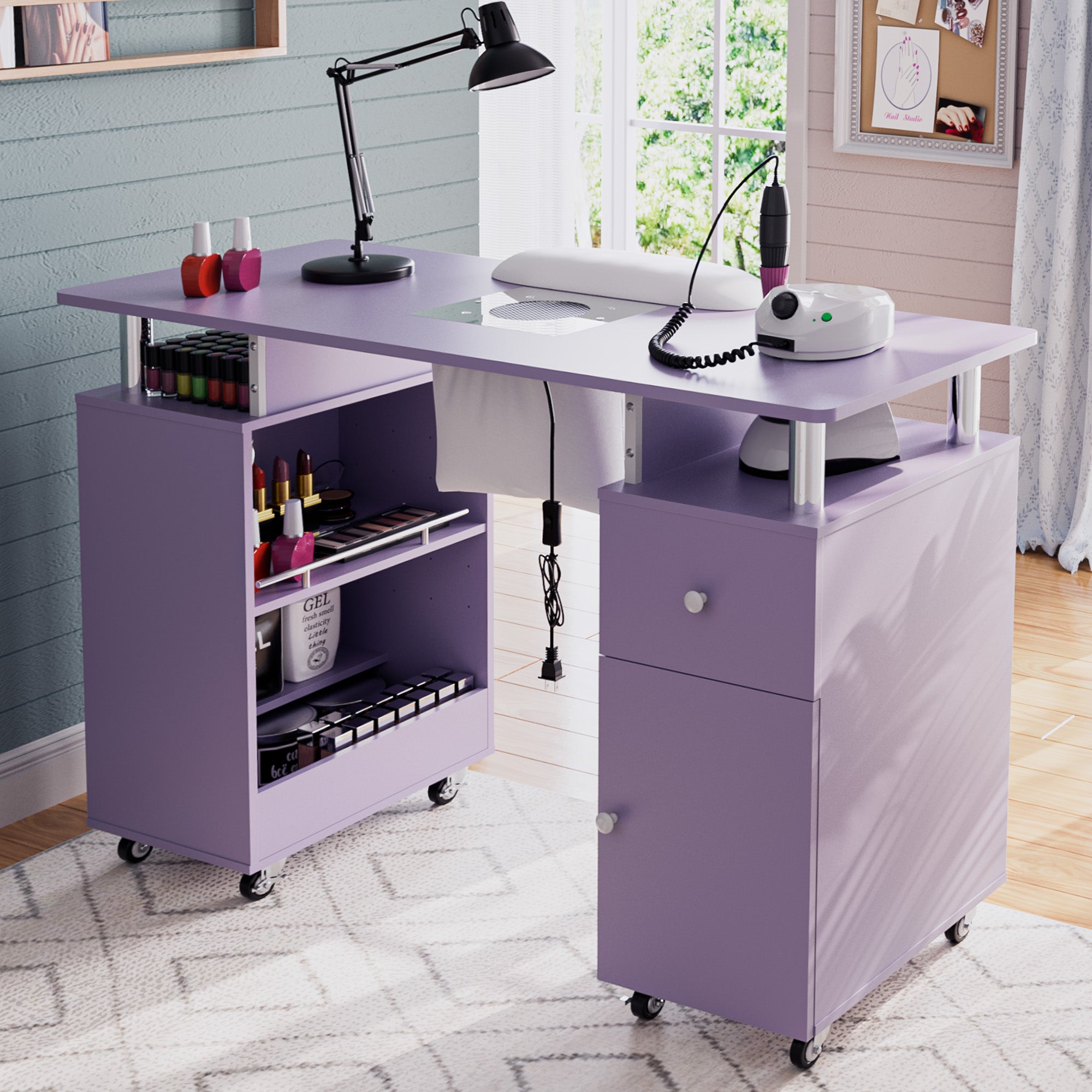 Advwin Nail Table w/ Dust Collector & Wrist Rest