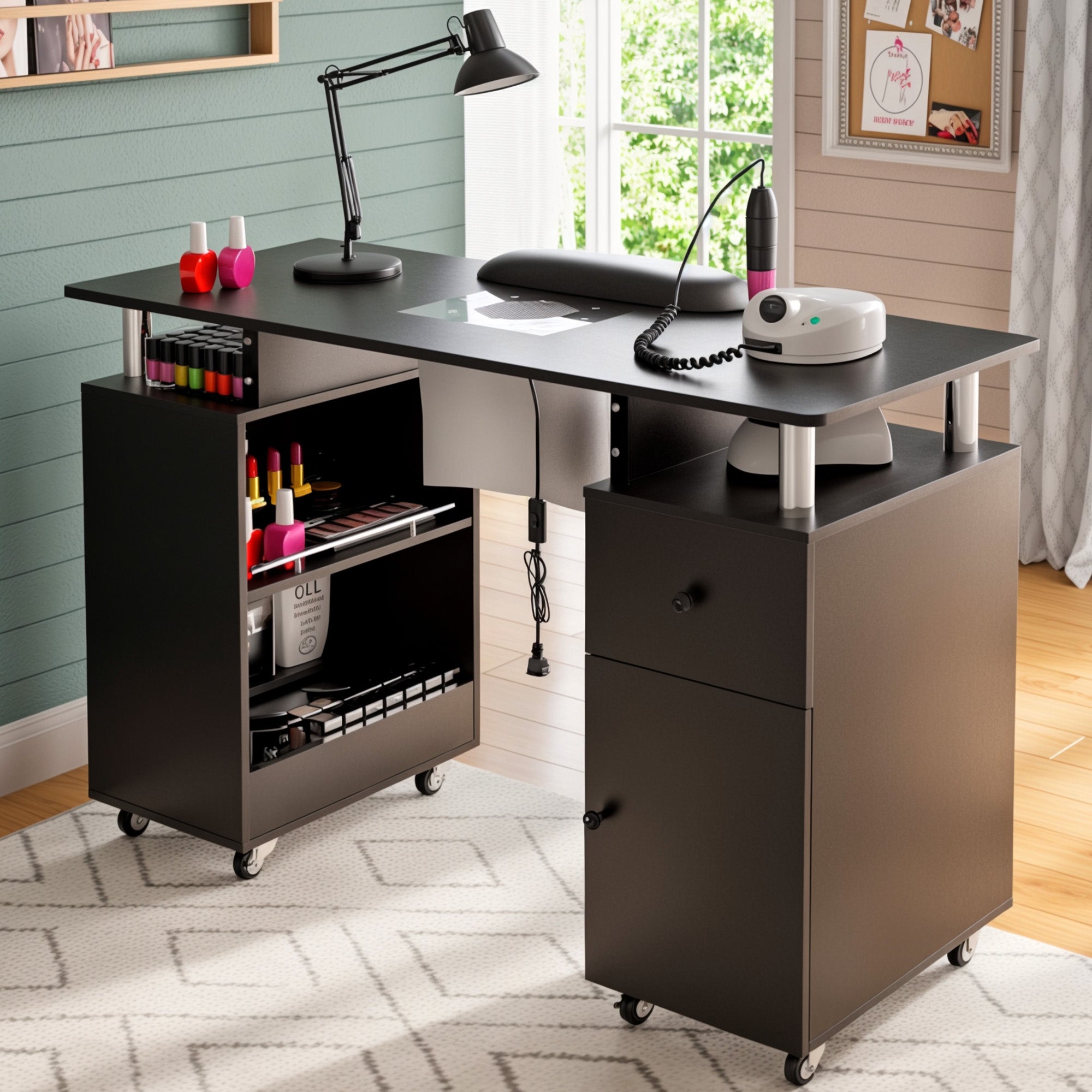 Advwin Nail Table w/ Dust Collector & Wrist Rest