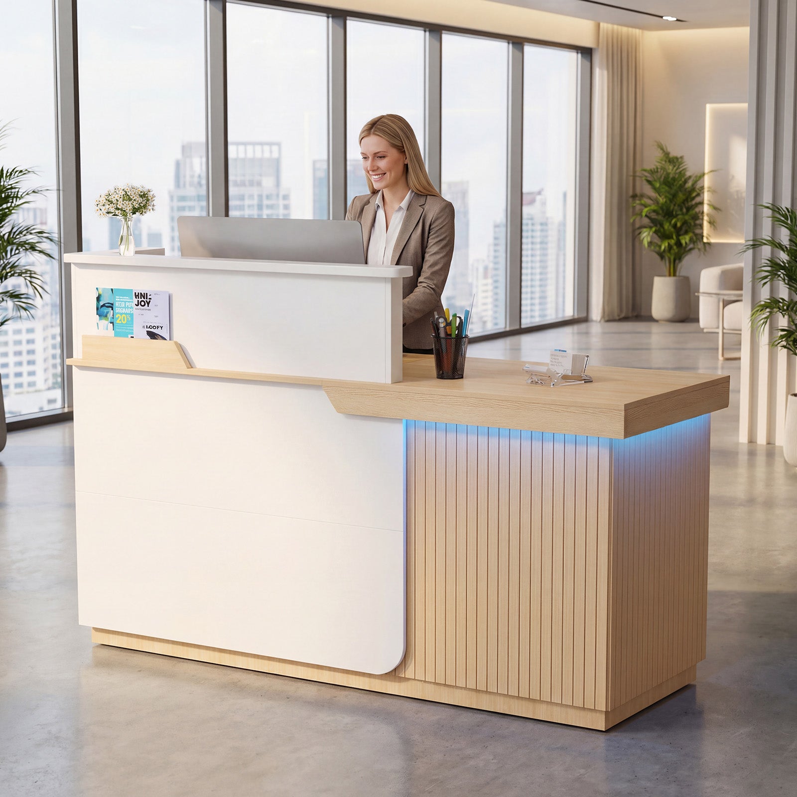 Advwin Modern Reception Desk with LED