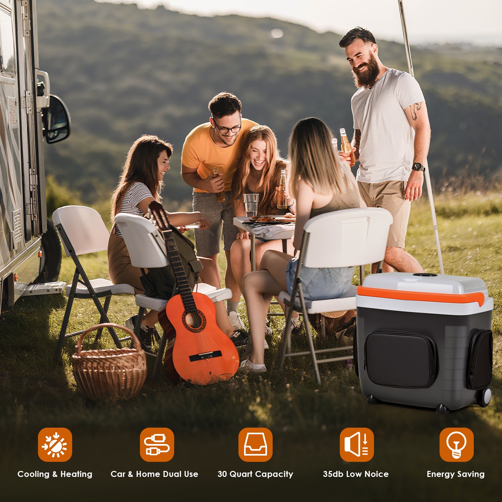 Advwin 30L Electric Car Cooler & Warmer with Pockets