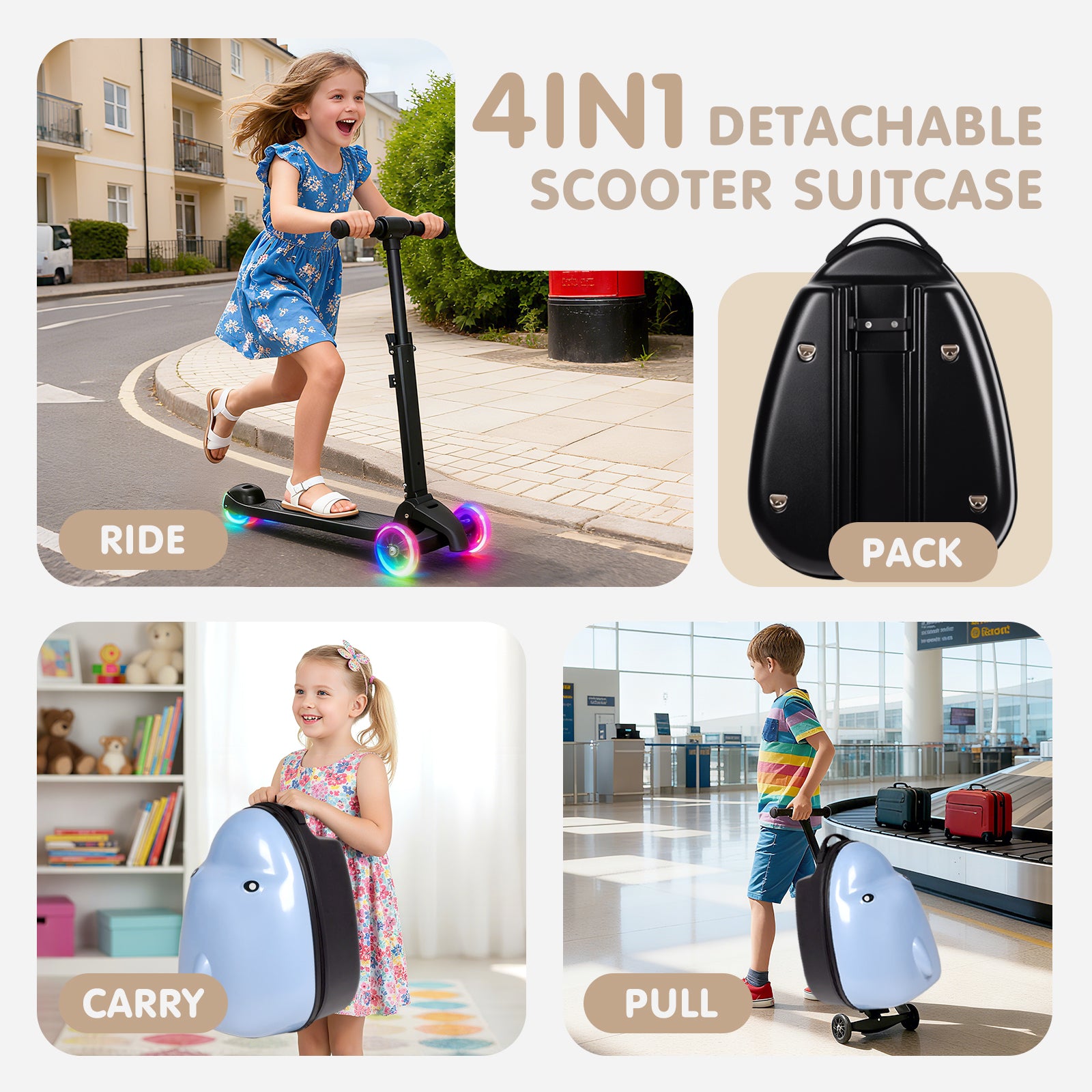 Advwin 22‘’ Detachable Scooter Ride-On Suitcase