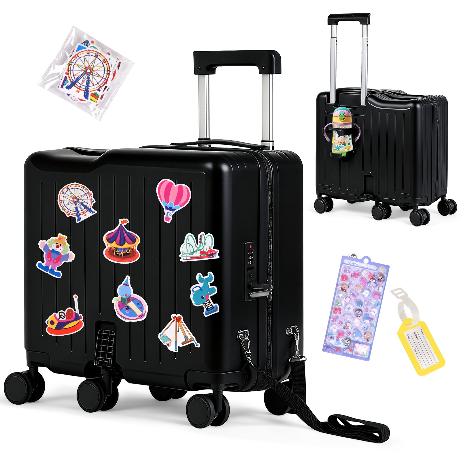 Advwin 20" Kids Ride-On Suitcase with 6 Wheels