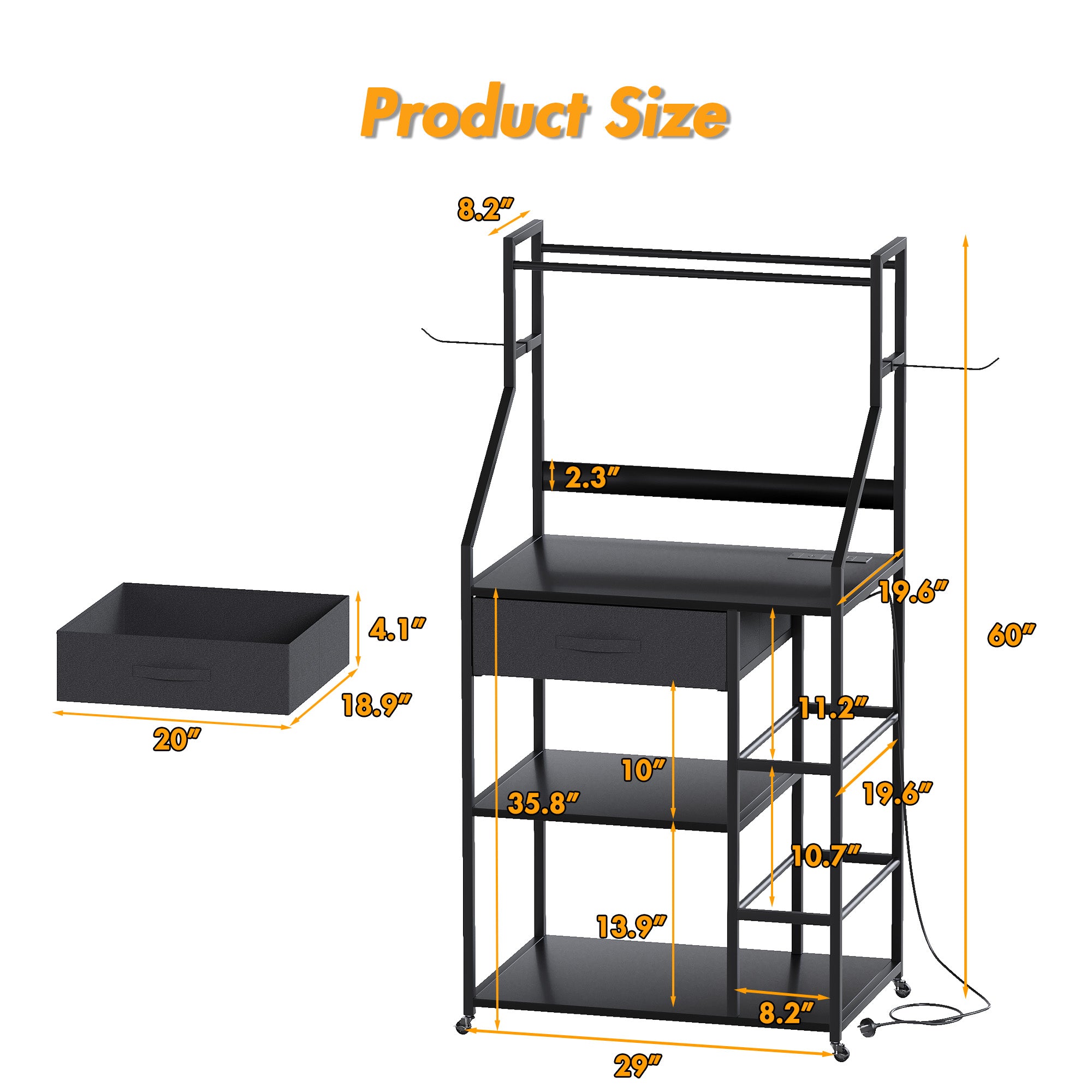 Advwin 4-Tier 3D Printer Stand w/ Drawer & Outlet