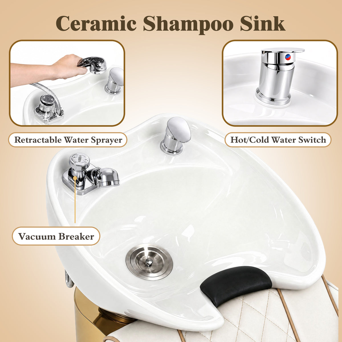 Advwin Shampoo Station w/ Adjustable Ceramic Bowl