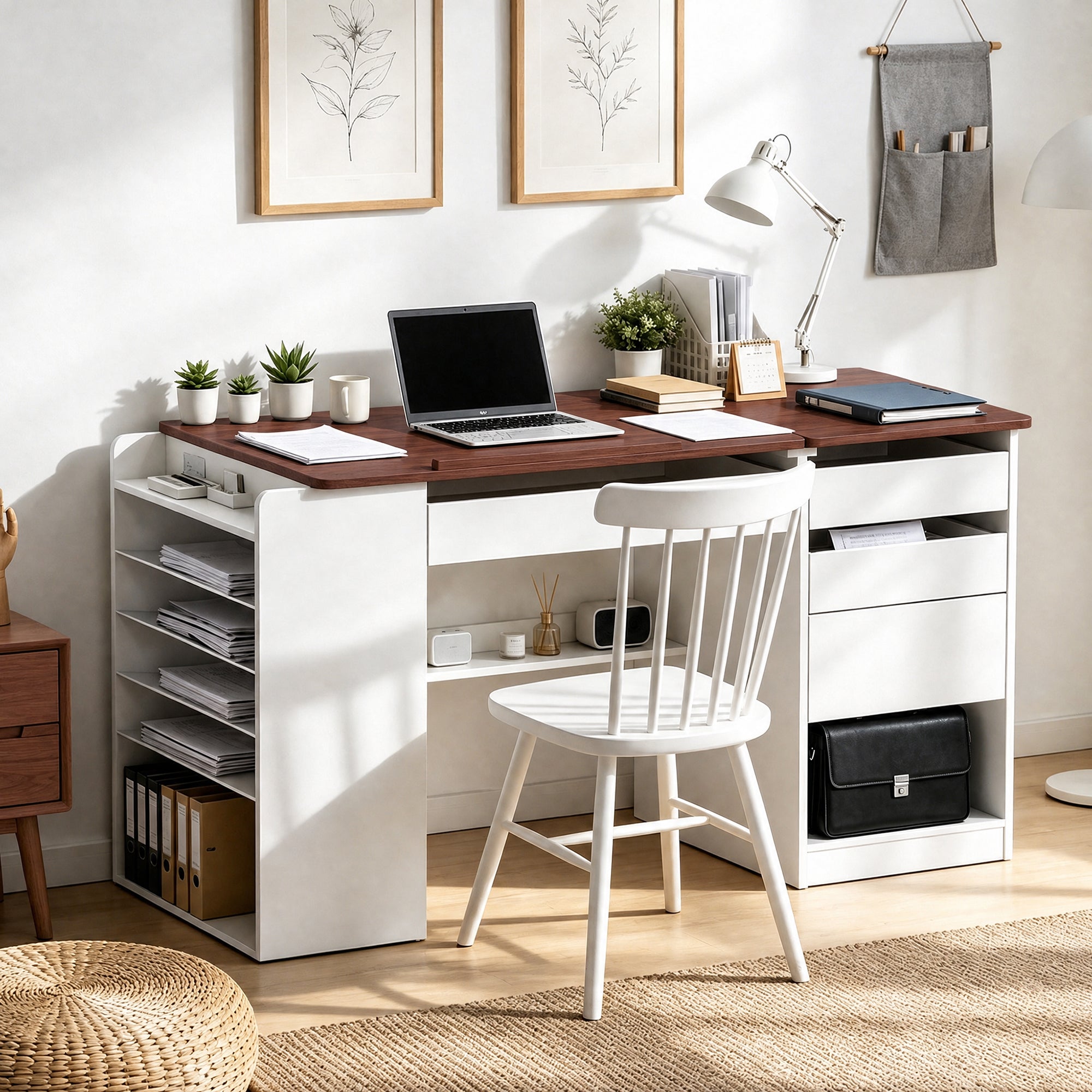 Advwin Adjustable Drafting Table with Storage