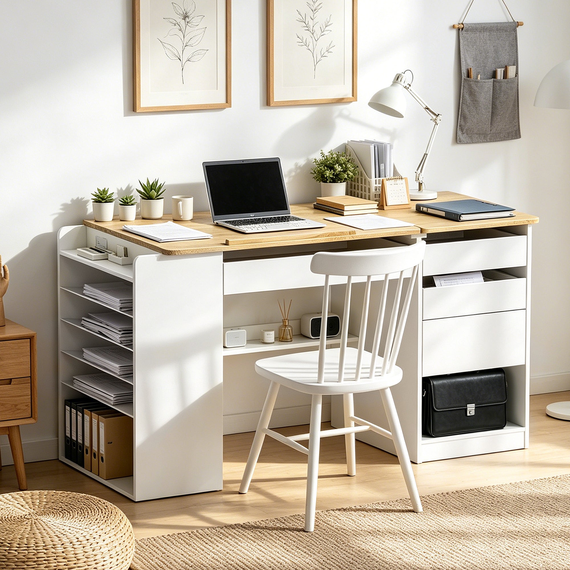 Advwin Adjustable Drafting Table with Storage